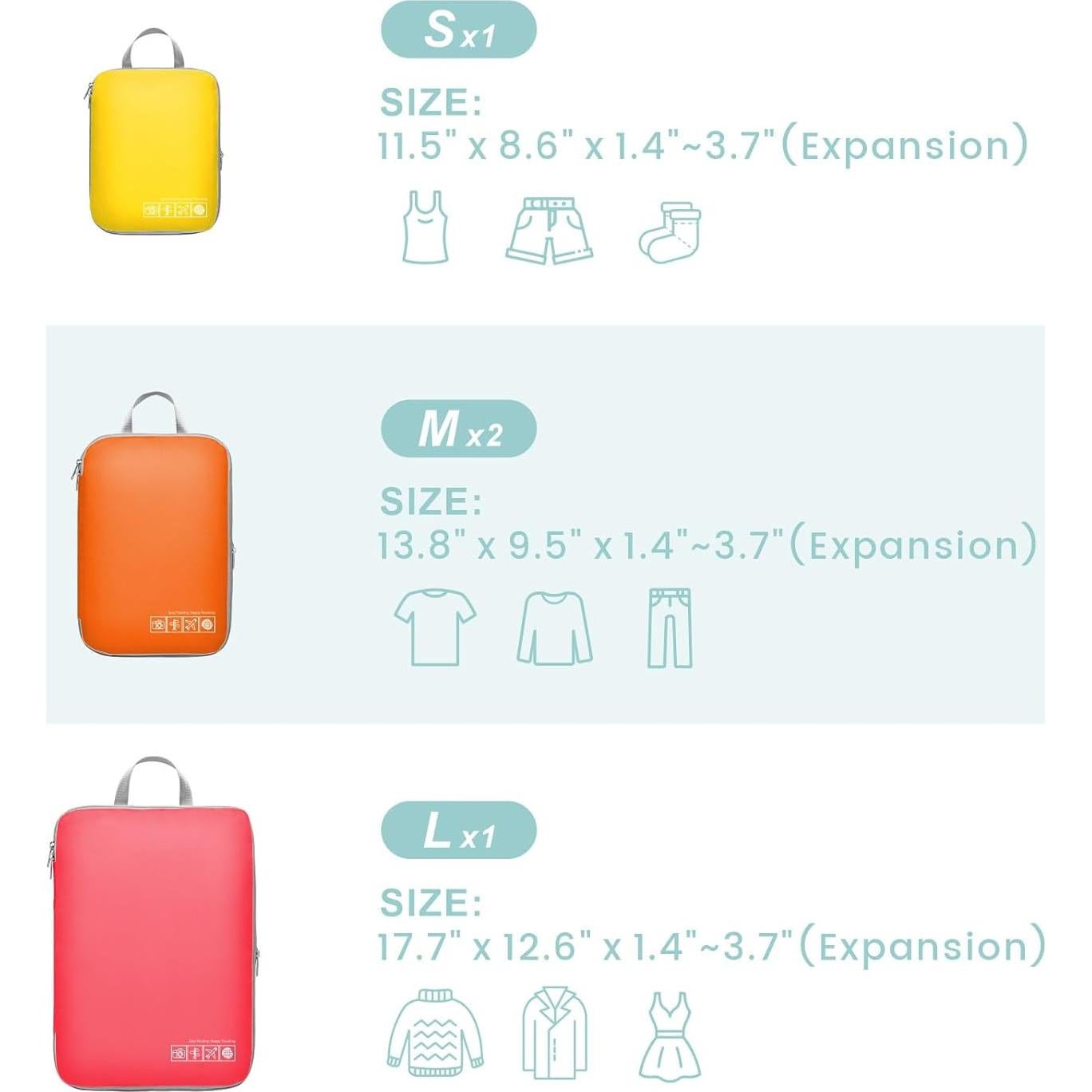 Cubos de Compresión Cambond 4 Set Viaje Organizador 45x32 cm