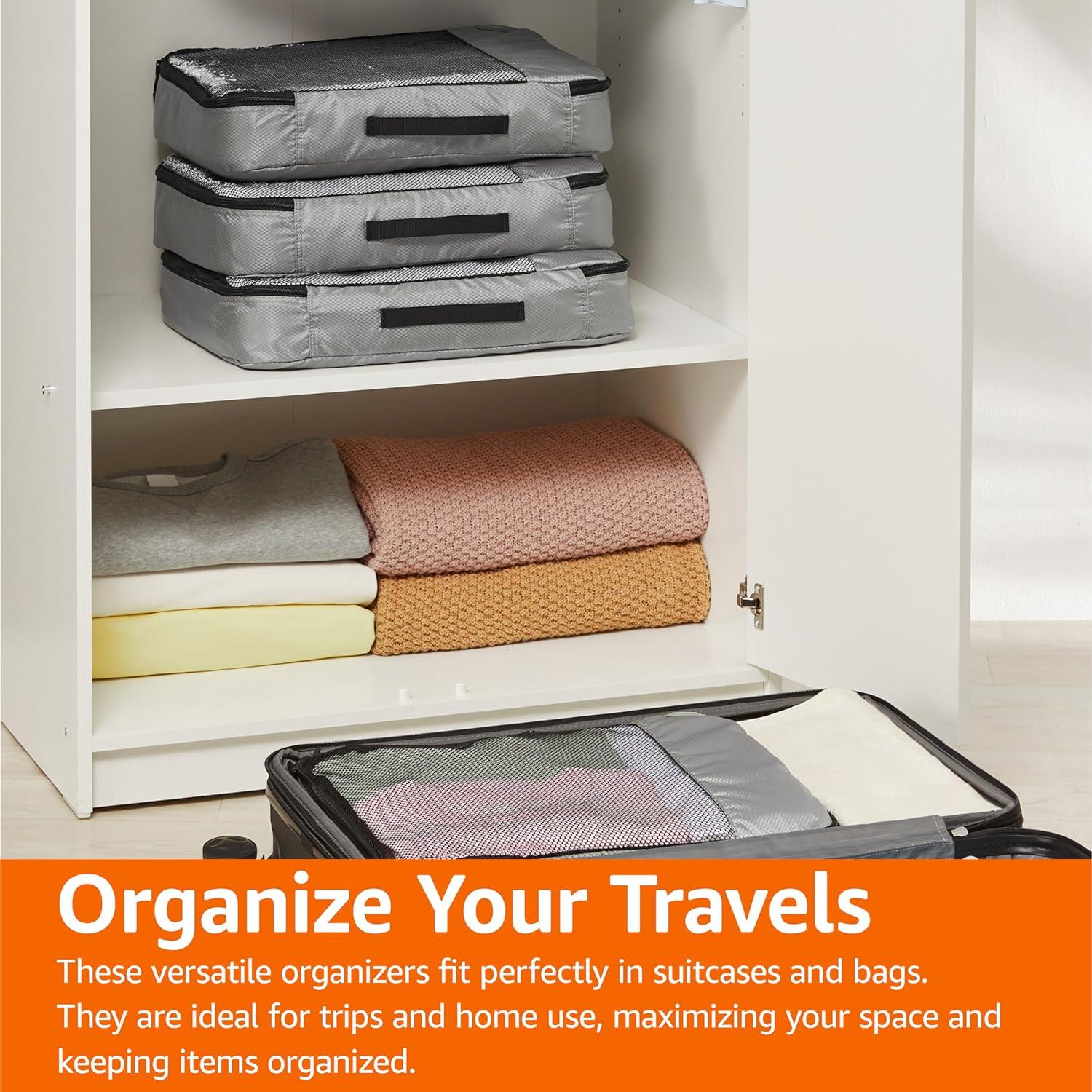 Organizadores de Equipaje Amazon Basics 4 Piezas Grande Gris