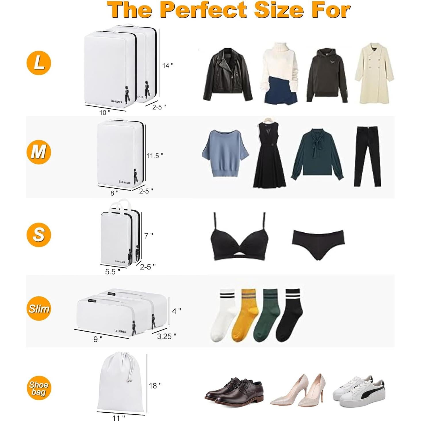 Juego de 8 Cubos de Compresión Velaybor para Viajes