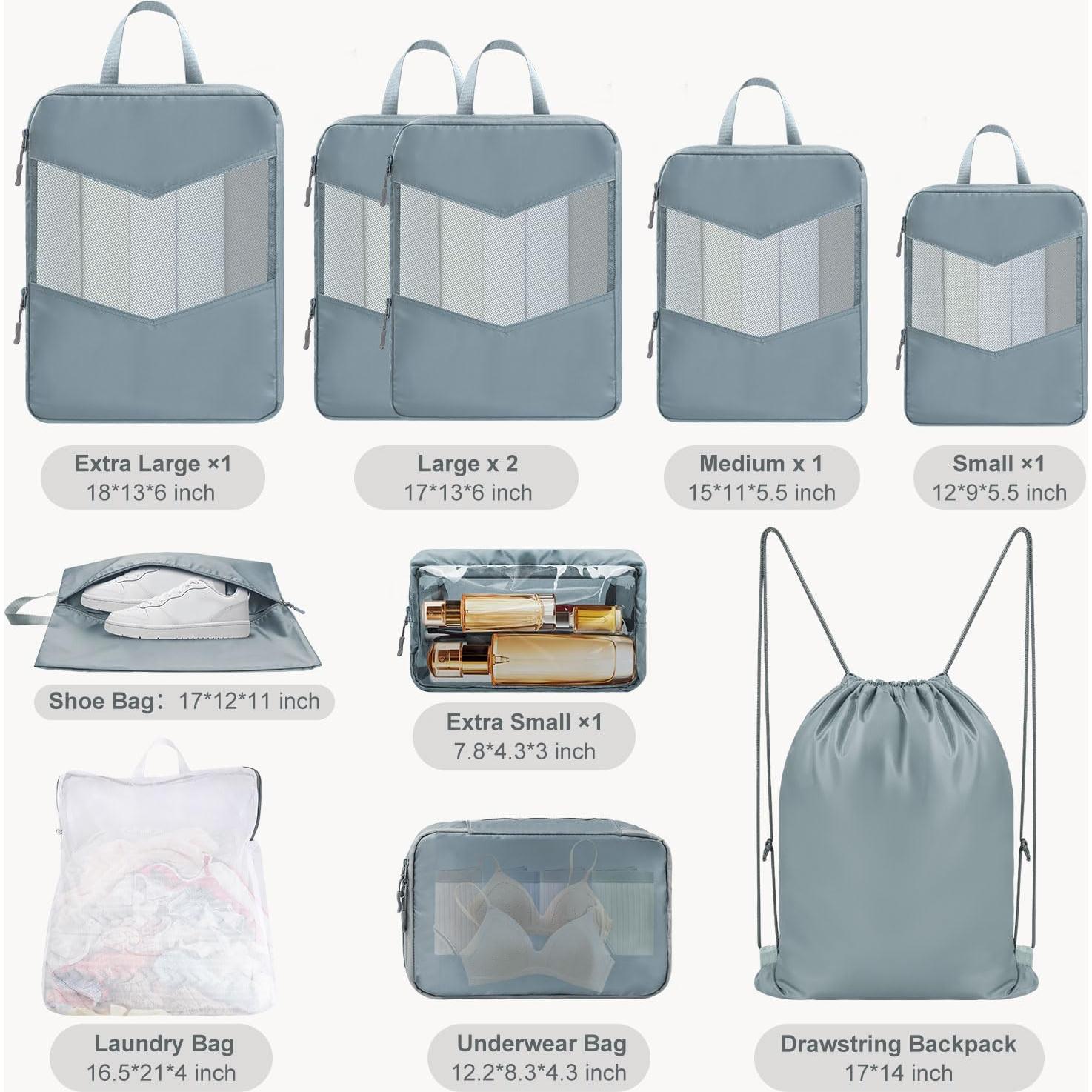 Set de 10 Cubos de Compresión Neatevday para Empacar Gris