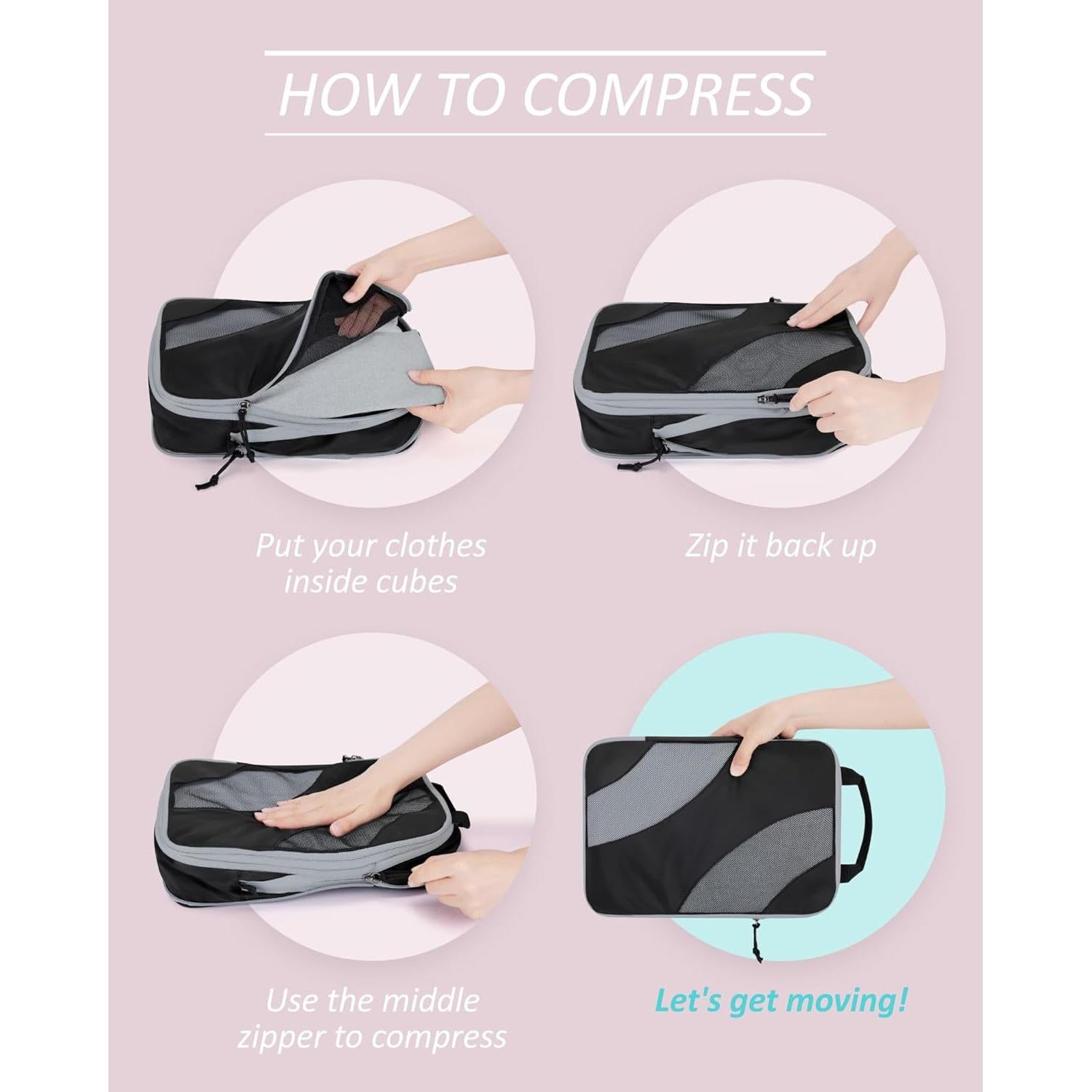 Cubos de Compresión BAGSMART 6 Set para Equipaje 29x40cm