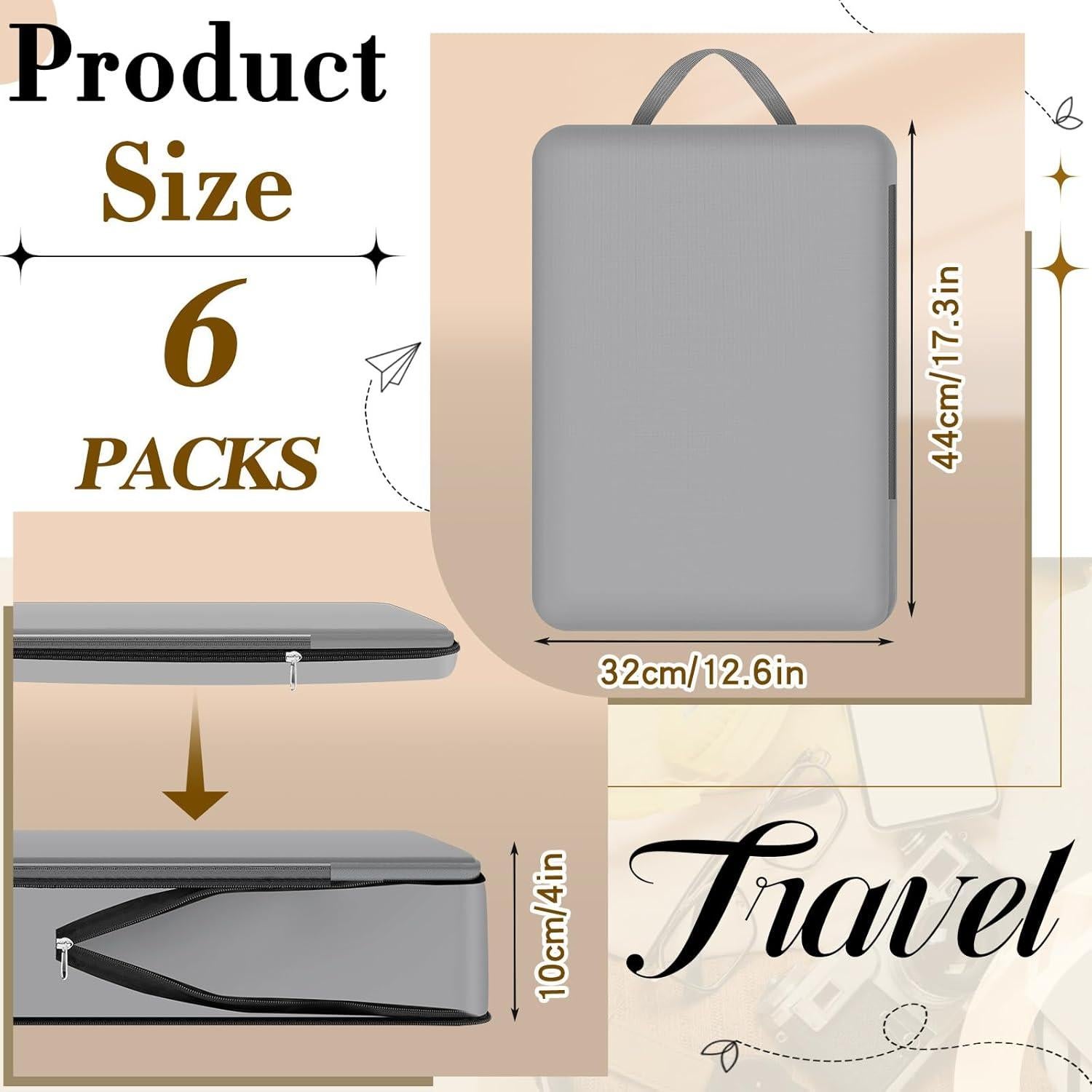 Cubos de Compresión Hosuly 6 Pcs 44x32 cm Nylon Gris