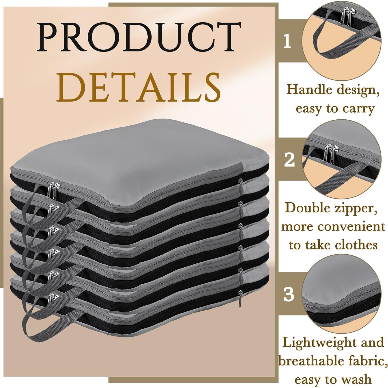 Cubos de Compresión Hosuly 6 Pcs 44x32 cm Nylon Gris