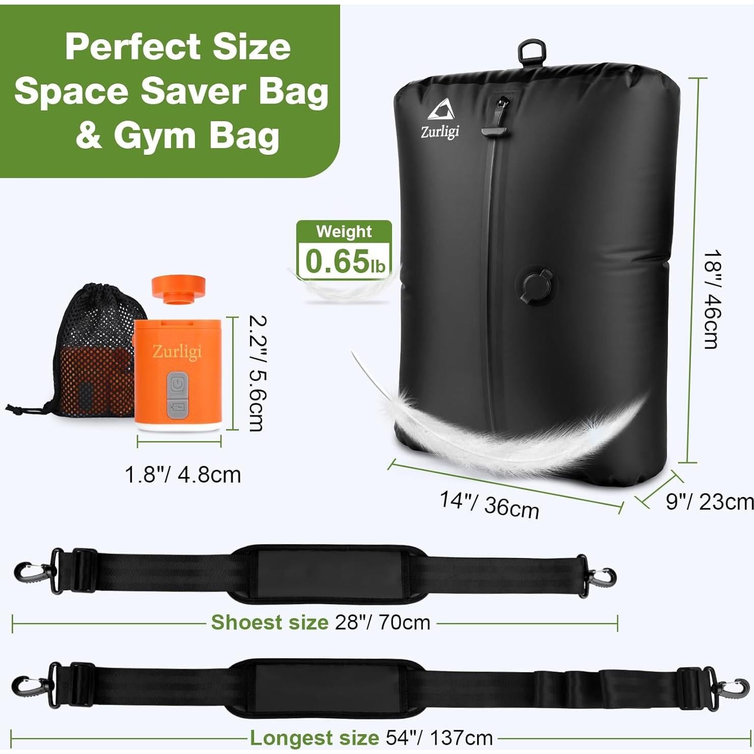 Bolsas de Vacío Zurligi 14x18 Pulgadas con Correa Ajustable