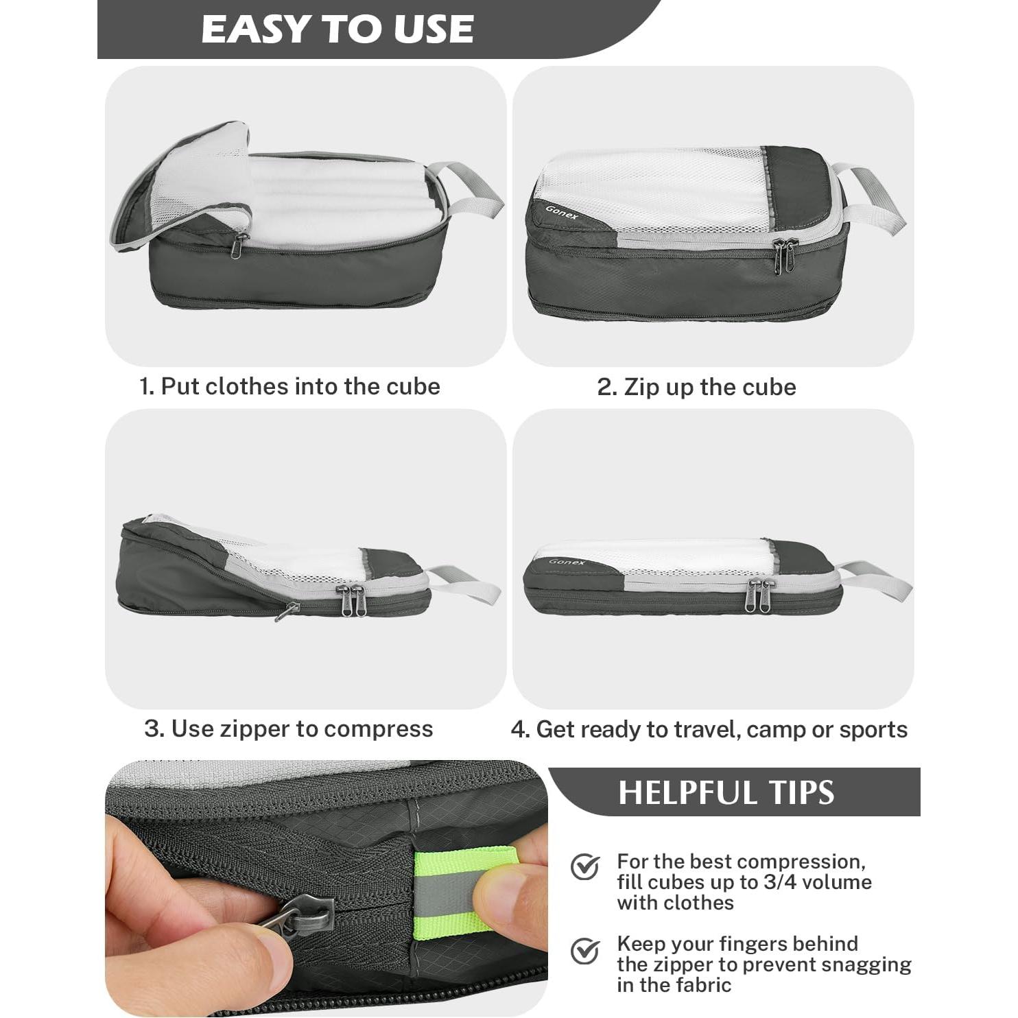 Cubos de Compresión Gonex 6 Piezas para Empacar