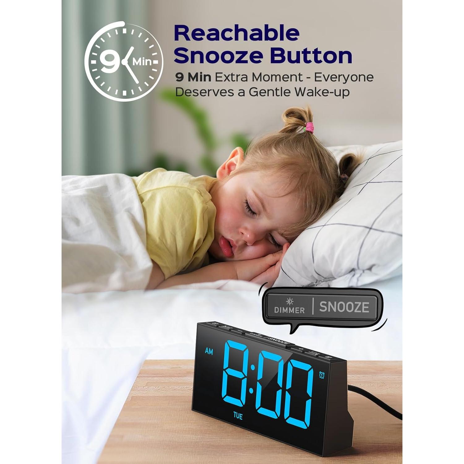 Reloj Despertador Digital GOLOZA LED con Alarmas Dobles