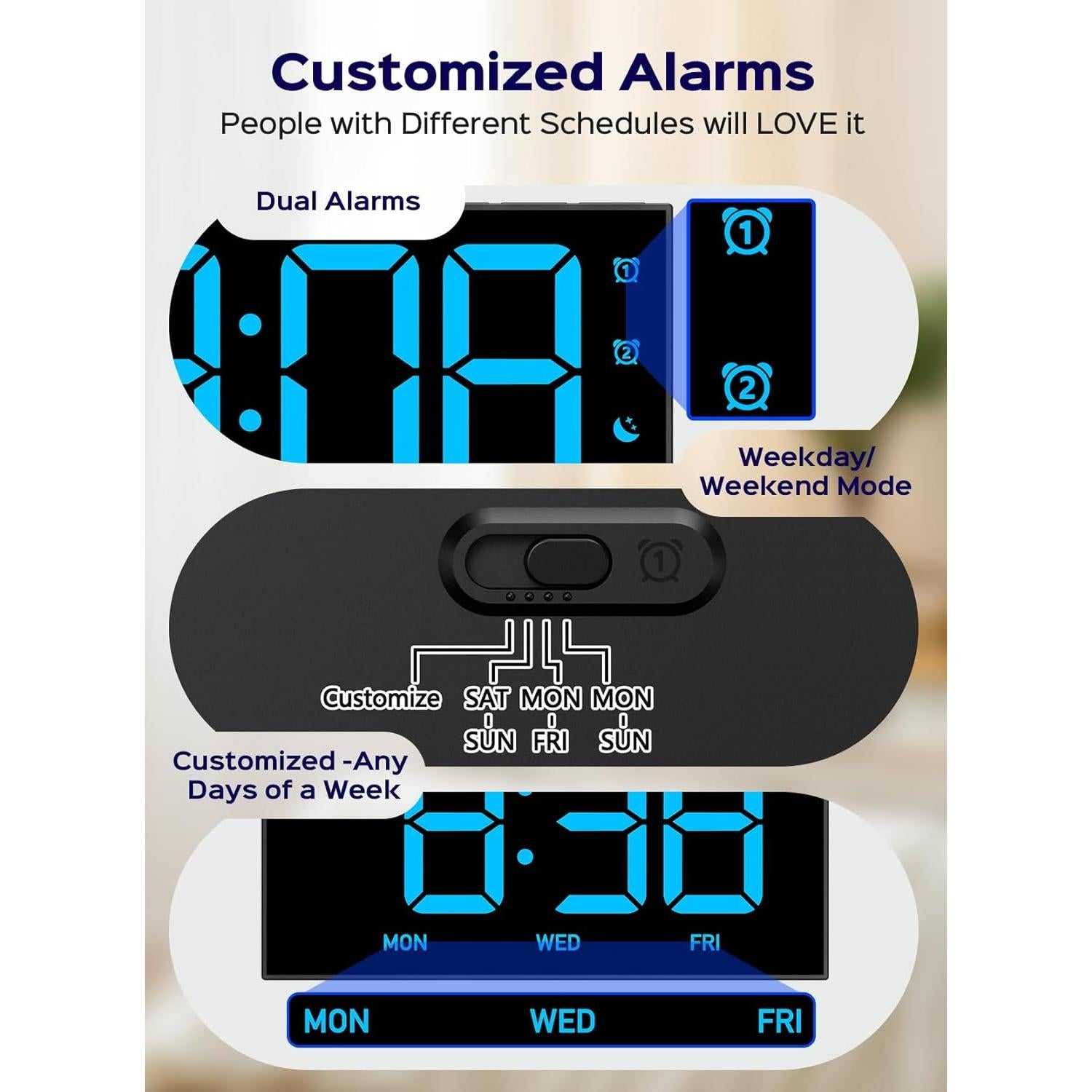 Reloj Despertador Digital GOLOZA LED con Alarmas Dobles