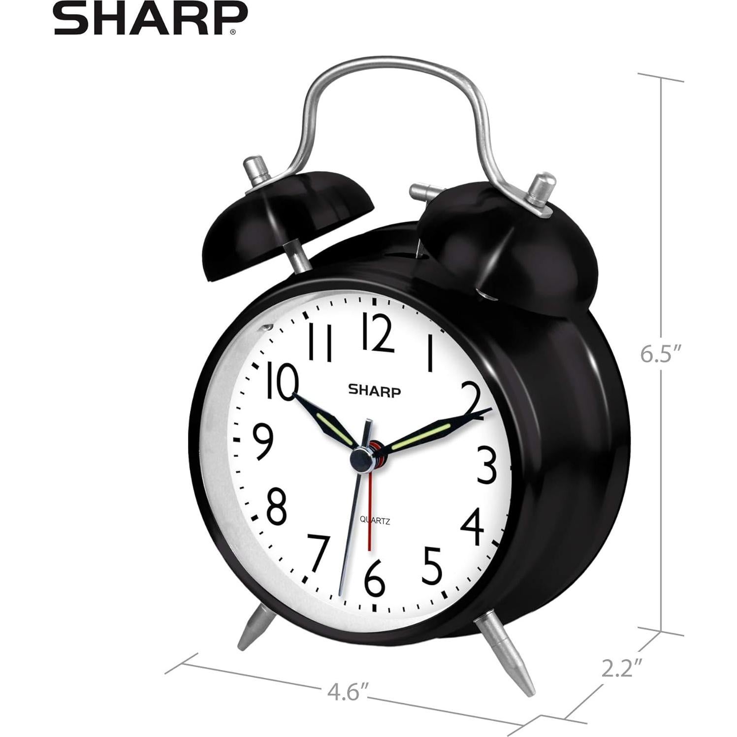 Reloj Despertador Analógico SHARP Twin Bell Negro 0.33 kg