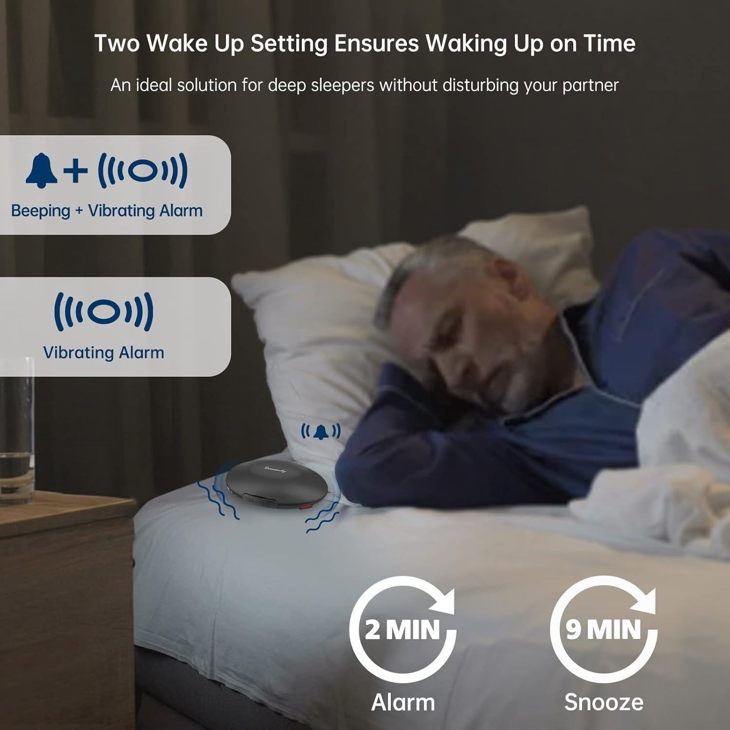 Reloj Despertador Vibrante DreamSky DS2202 Negro Portátil