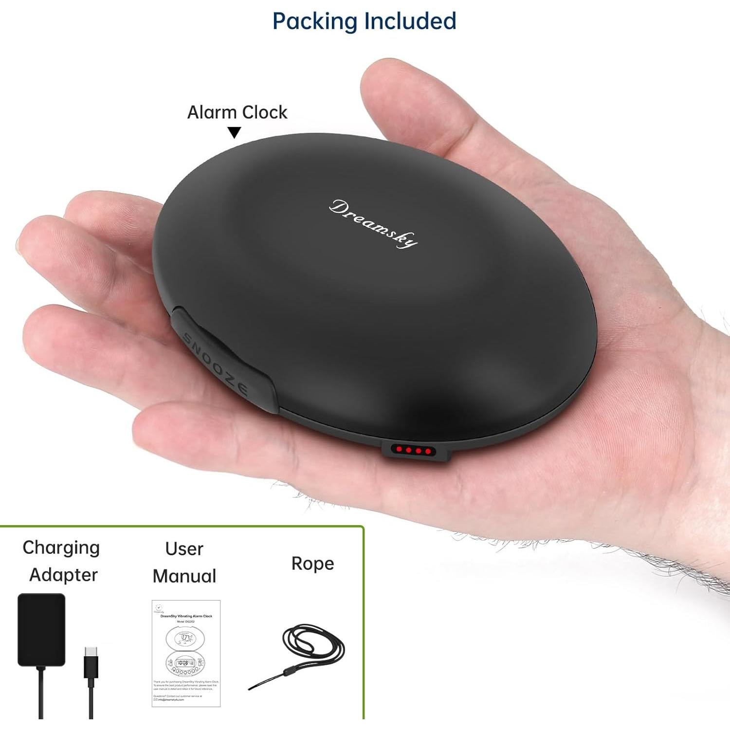 Reloj Despertador Vibrante DreamSky DS2202 Negro Portátil