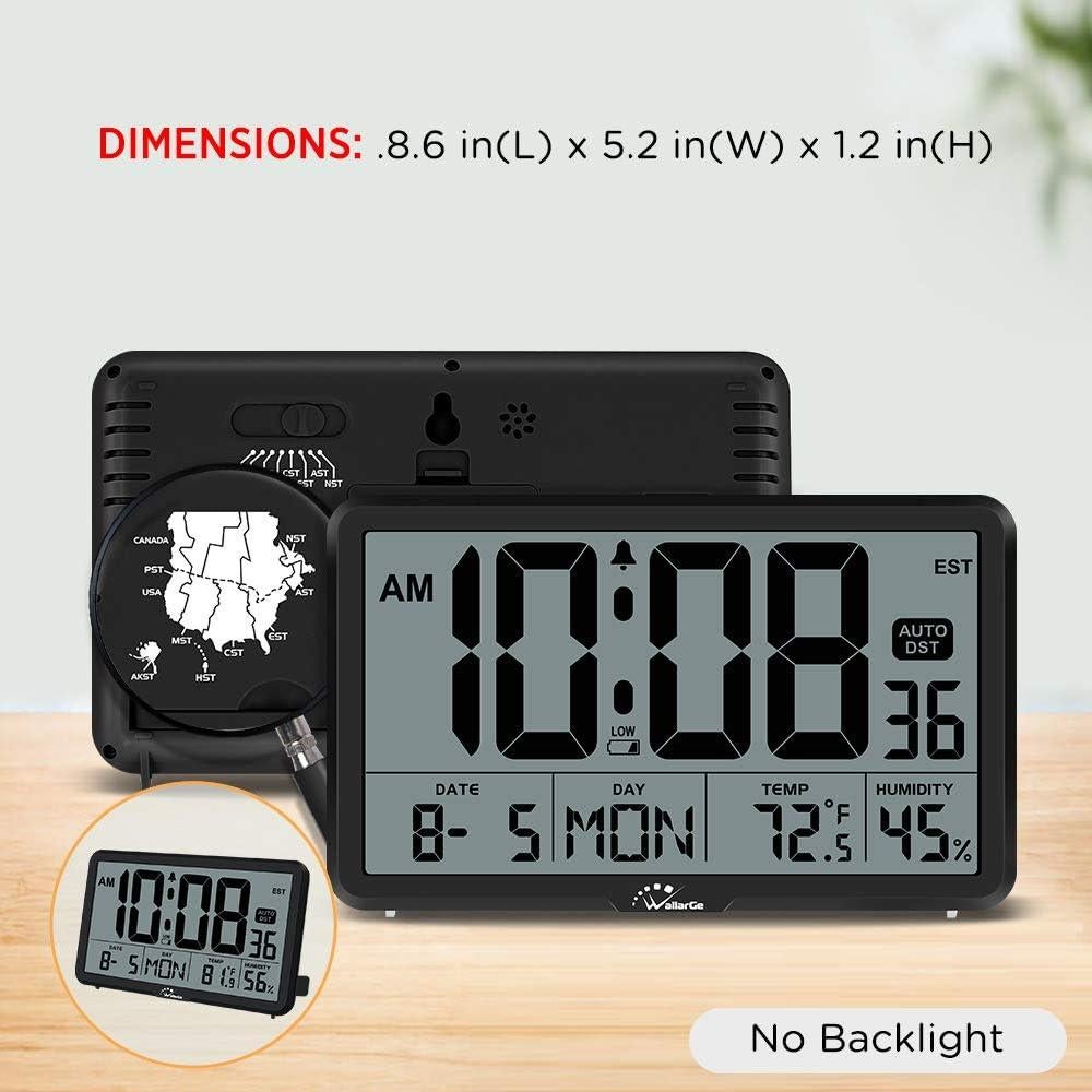 Reloj de Pared Digital WallarGe Negro con Temperatura y Humedad