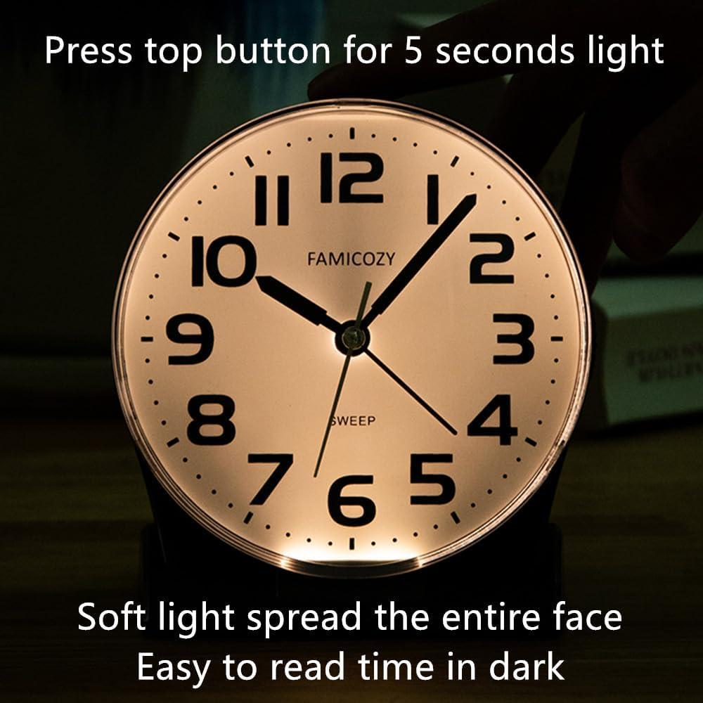 Reloj de Alarma Analógico FAMICOZY Silencioso 11.43 cm