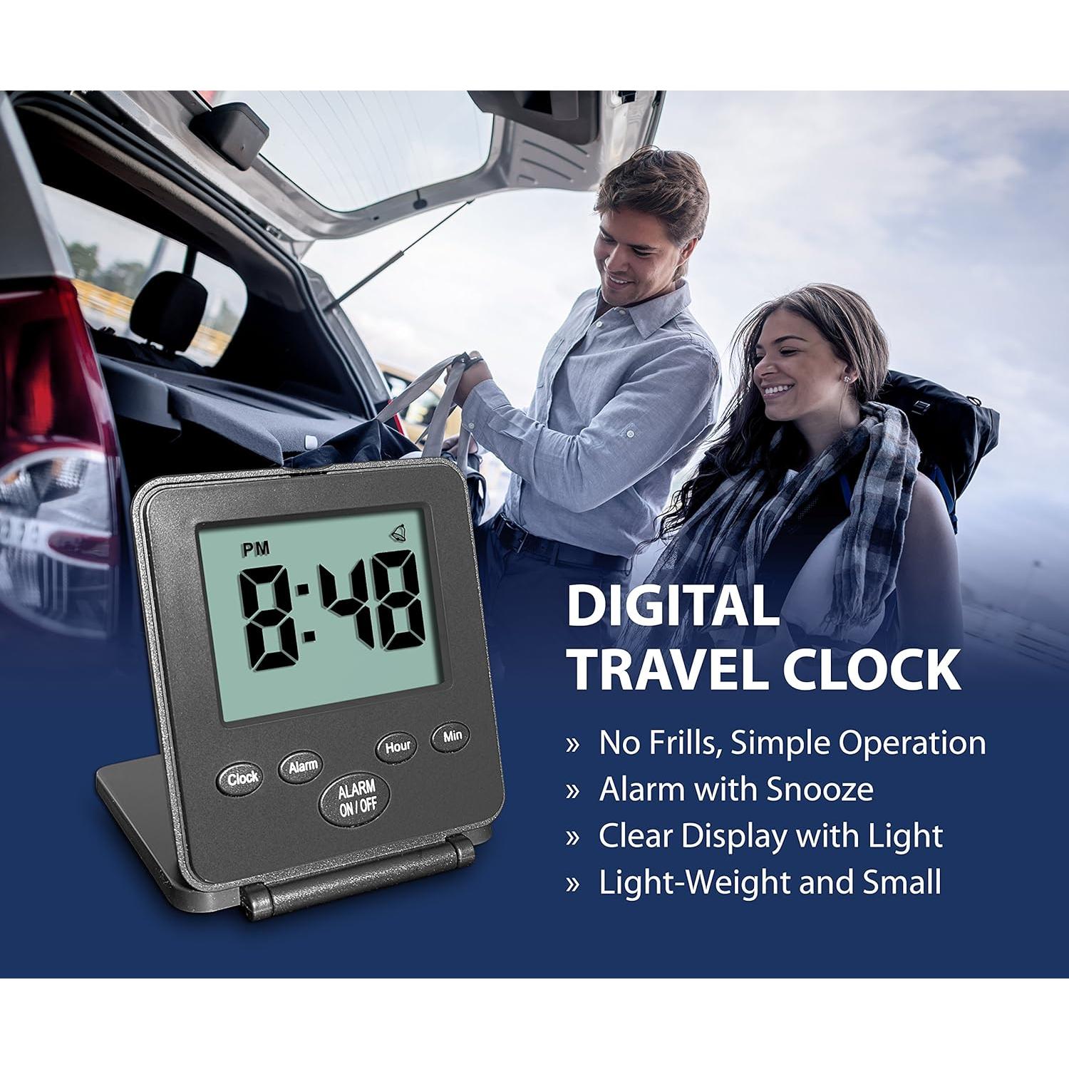 Reloj de Alarma Digital Travelwey Negro Simple Snooze
