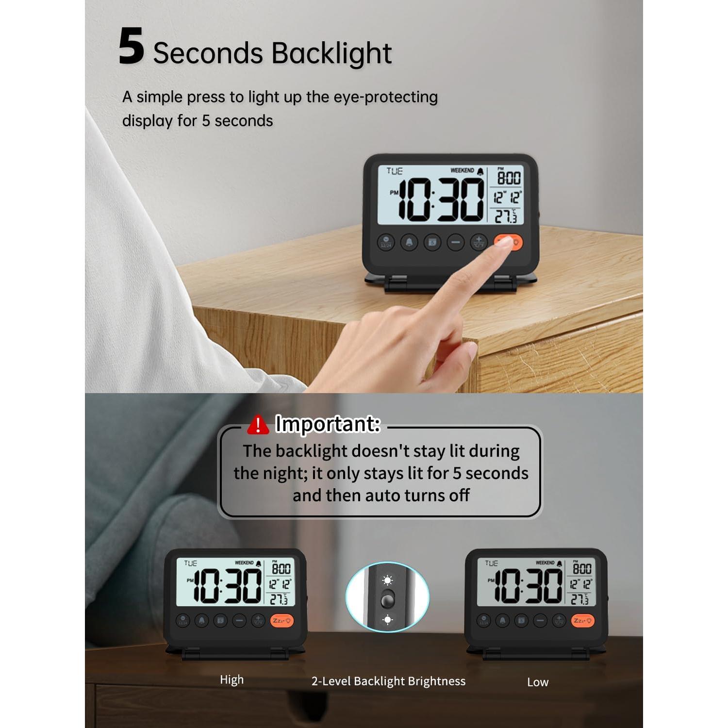 Reloj Despertador Digital MeesMeek Negro 10.16 cm LCD