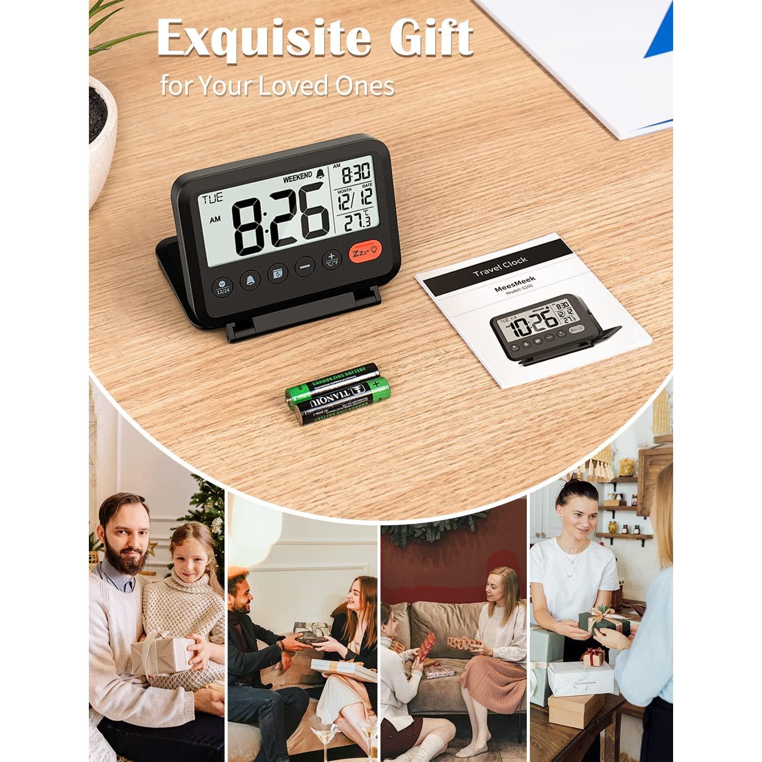 Reloj Despertador Digital MeesMeek Negro 10.16 cm LCD