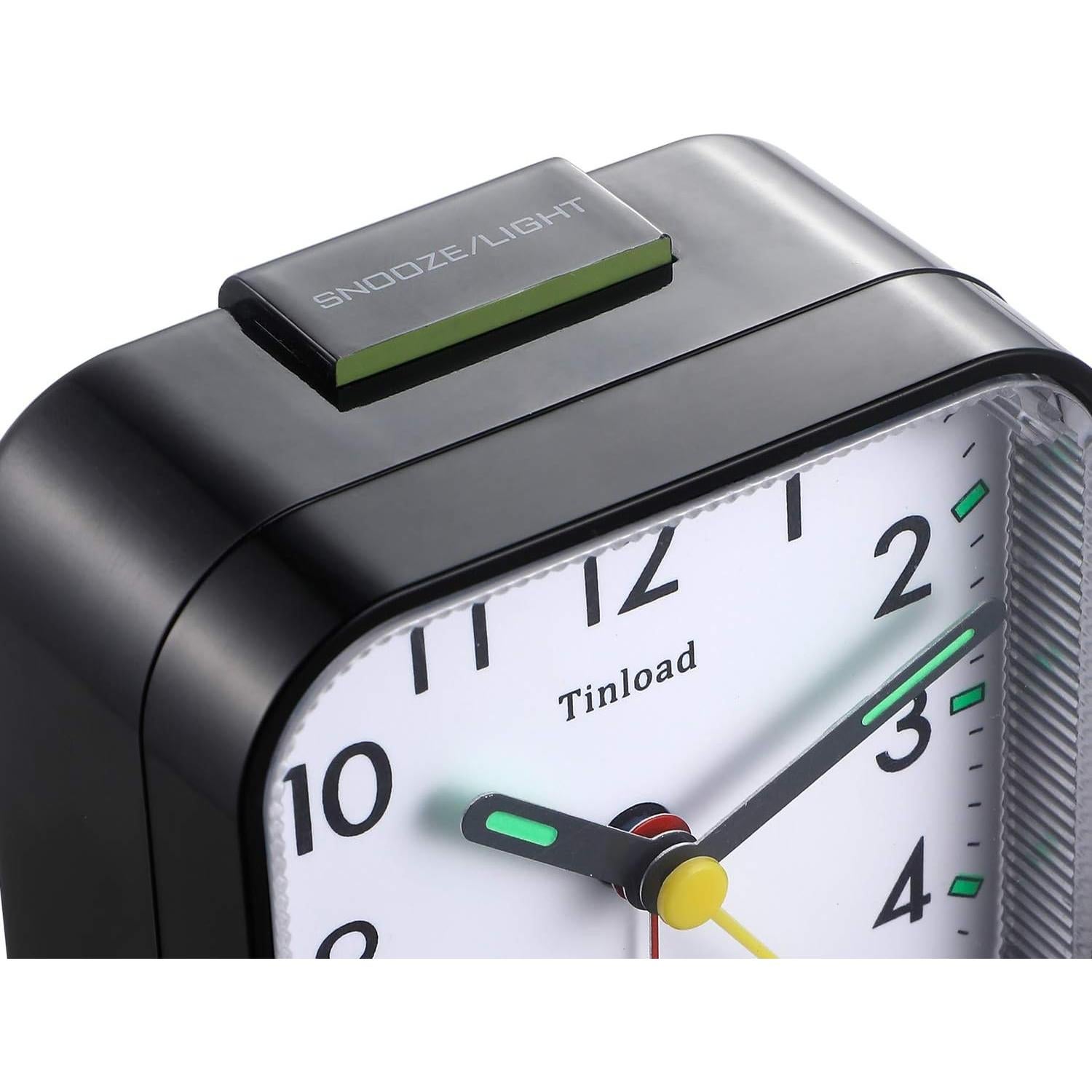 Reloj Despertador Analógico Tinload Silencioso Negro 8,26 cm