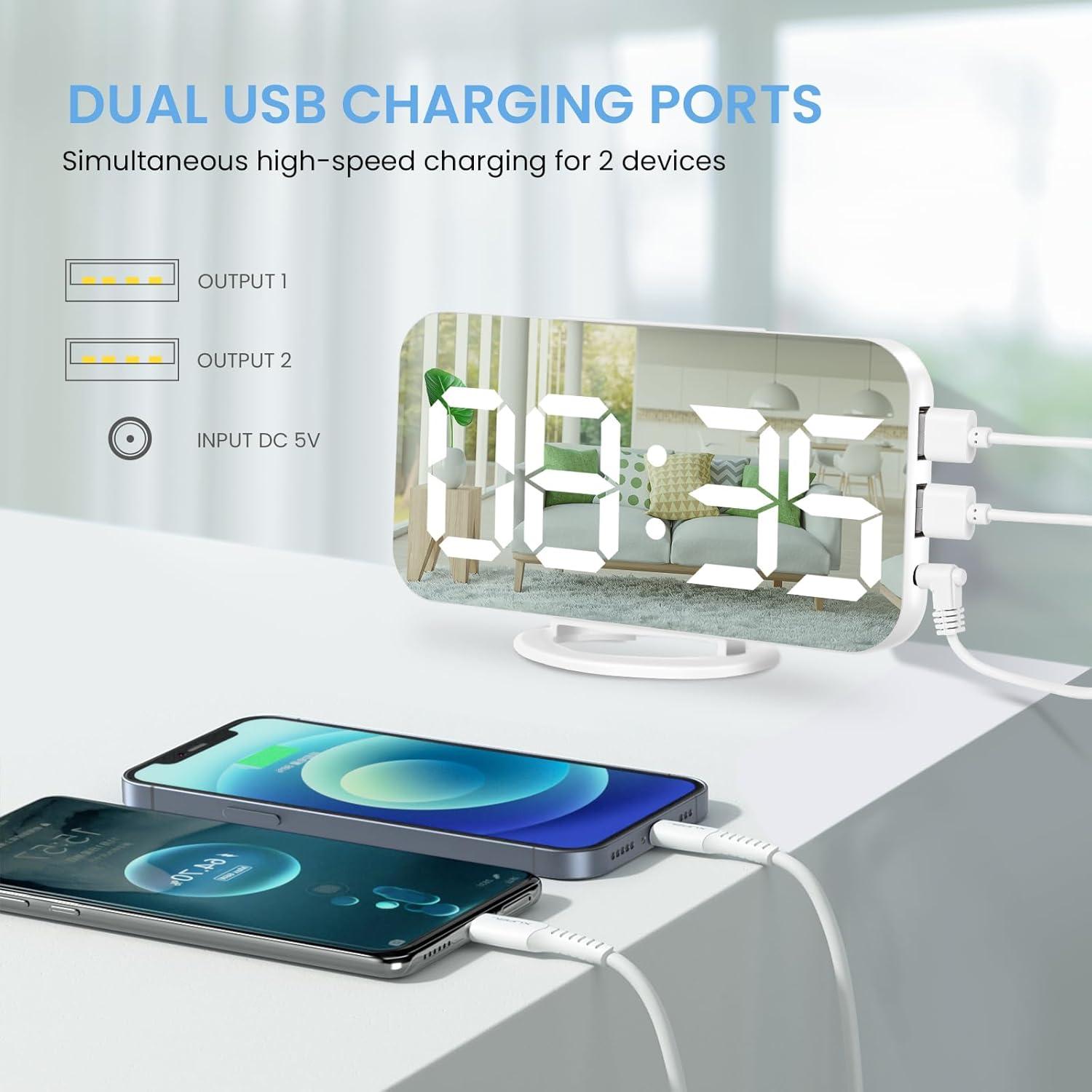 Reloj Despertador Digital Muoigoe Blanco con Pantalla LED 15.24 cm