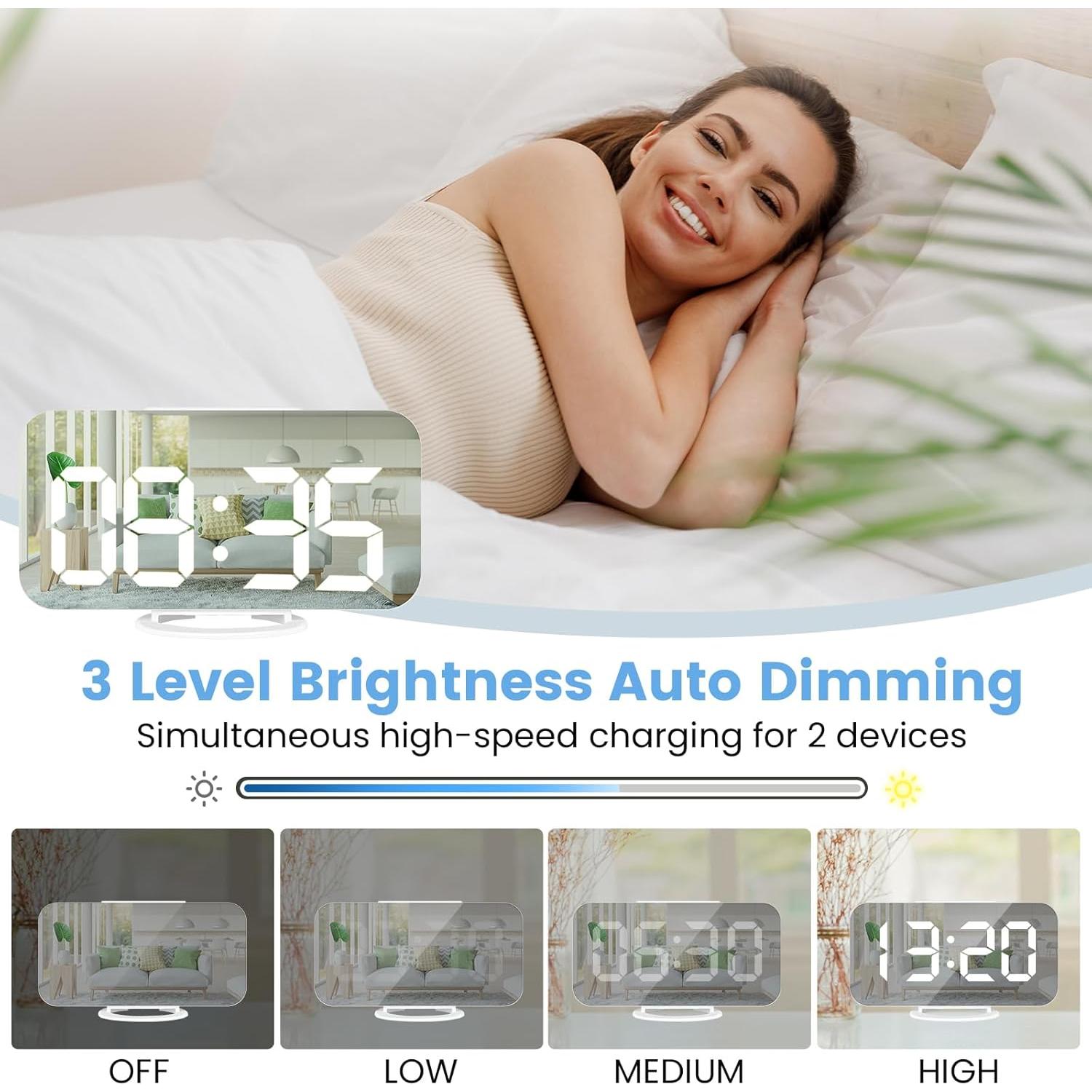 Reloj Despertador Digital Muoigoe Blanco con Pantalla LED 15.24 cm