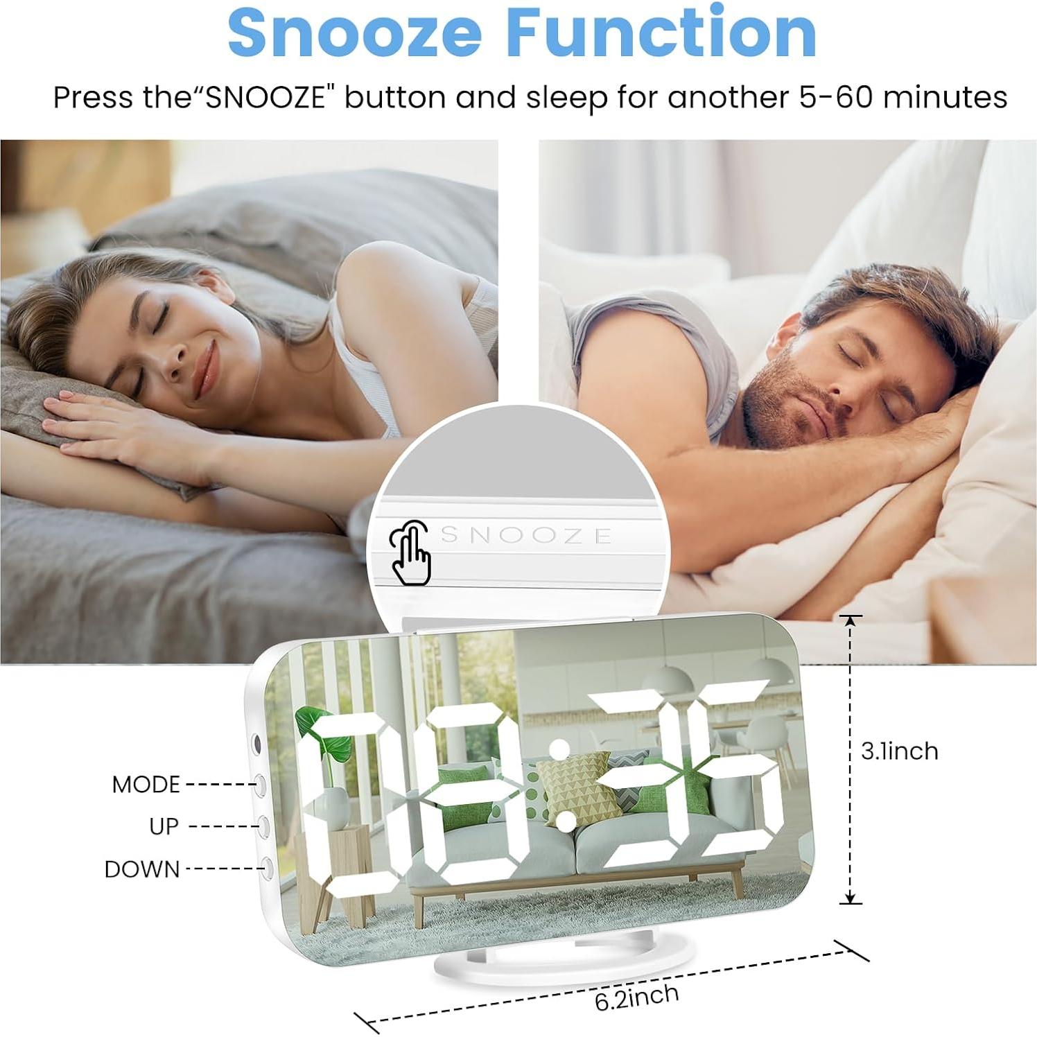 Reloj Despertador Digital Muoigoe Blanco con Pantalla LED 15.24 cm