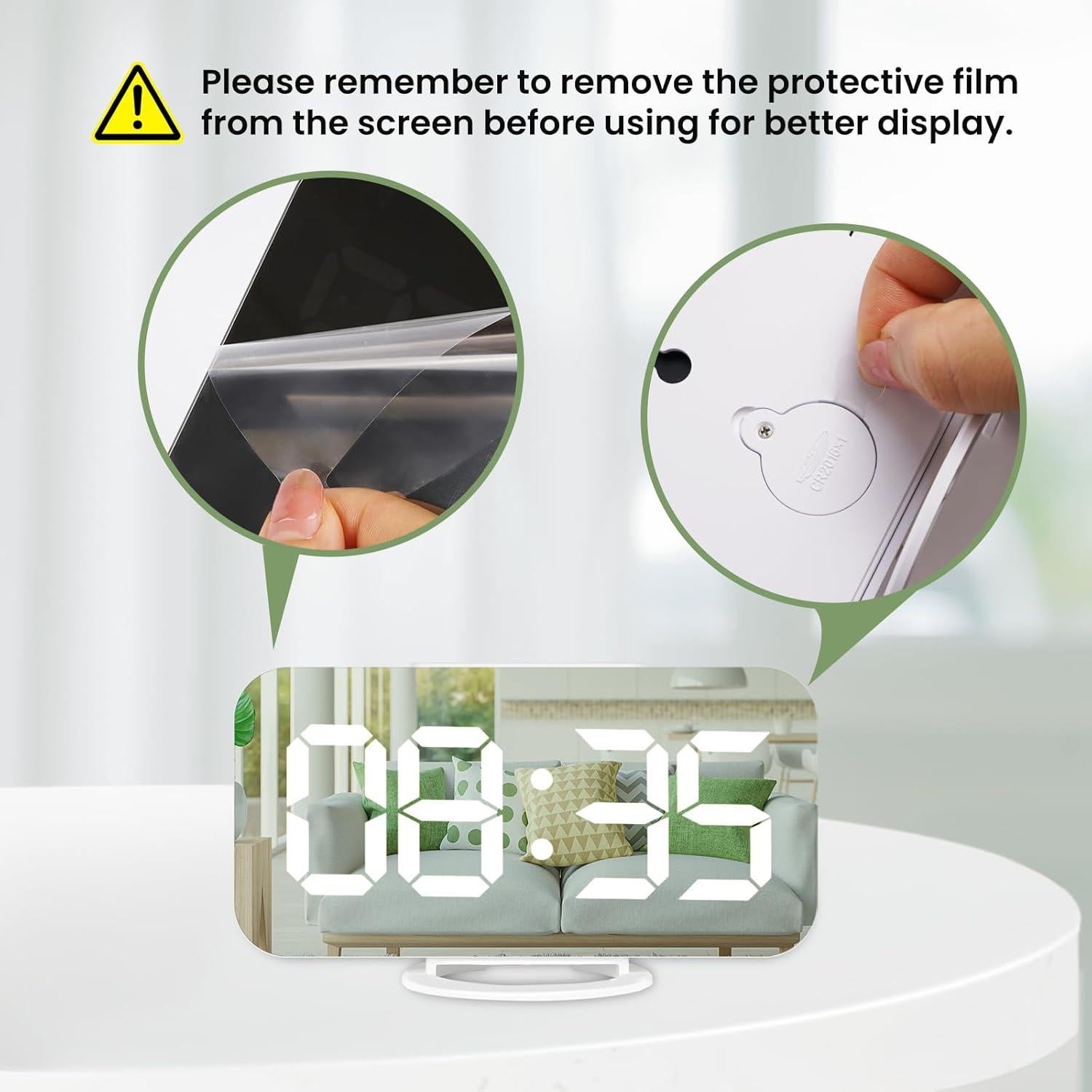 Reloj Despertador Digital Muoigoe Blanco con Pantalla LED 15.24 cm