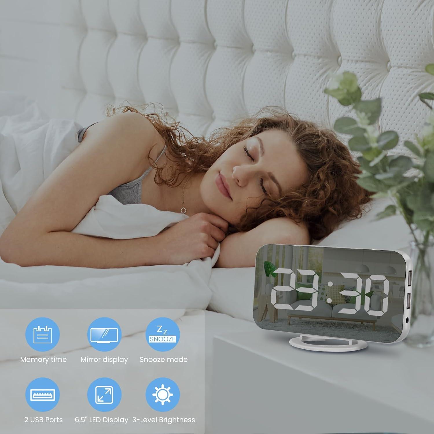Reloj Despertador Digital Muoigoe Blanco con Pantalla LED 15.24 cm