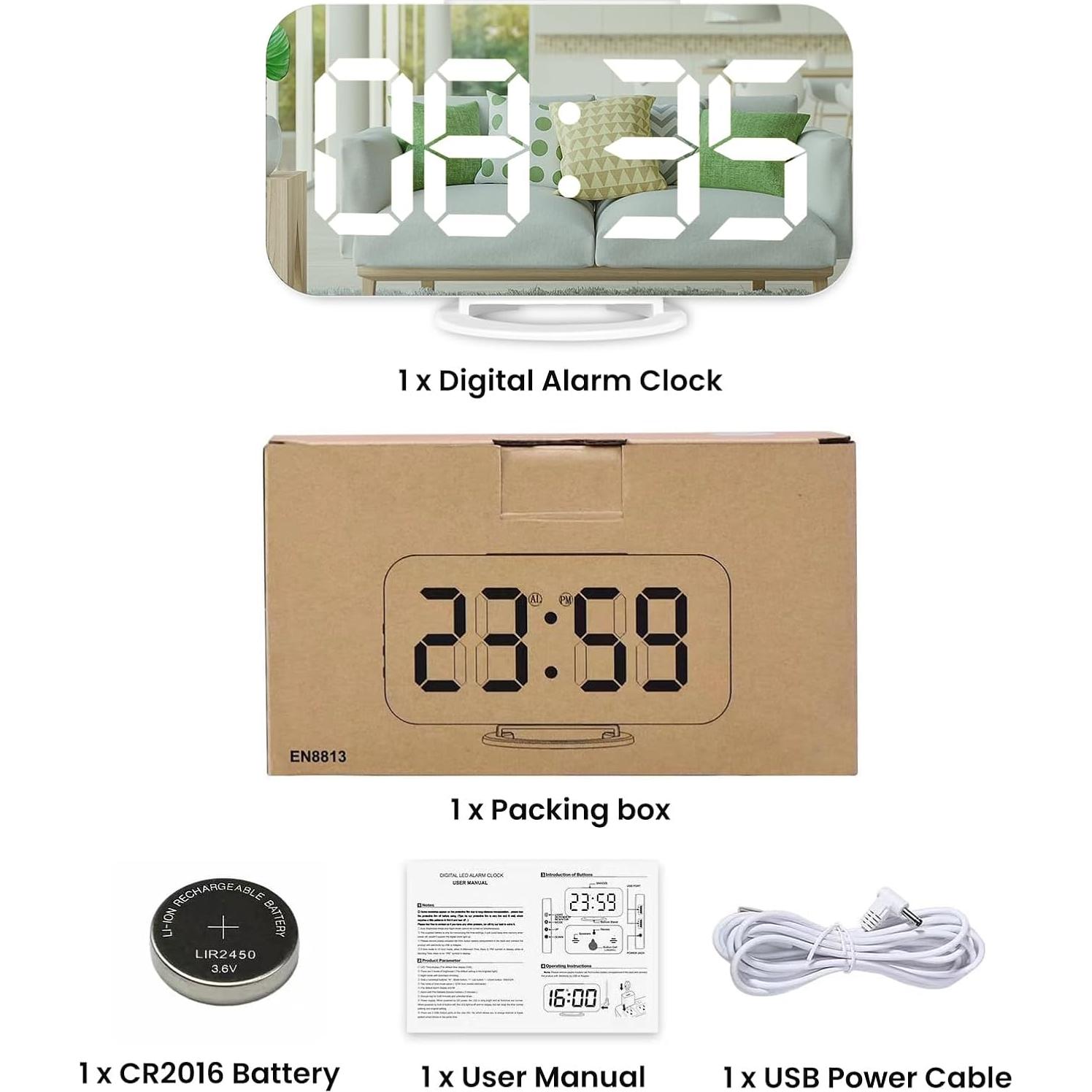 Reloj Despertador Digital Muoigoe Blanco con Pantalla LED 15.24 cm