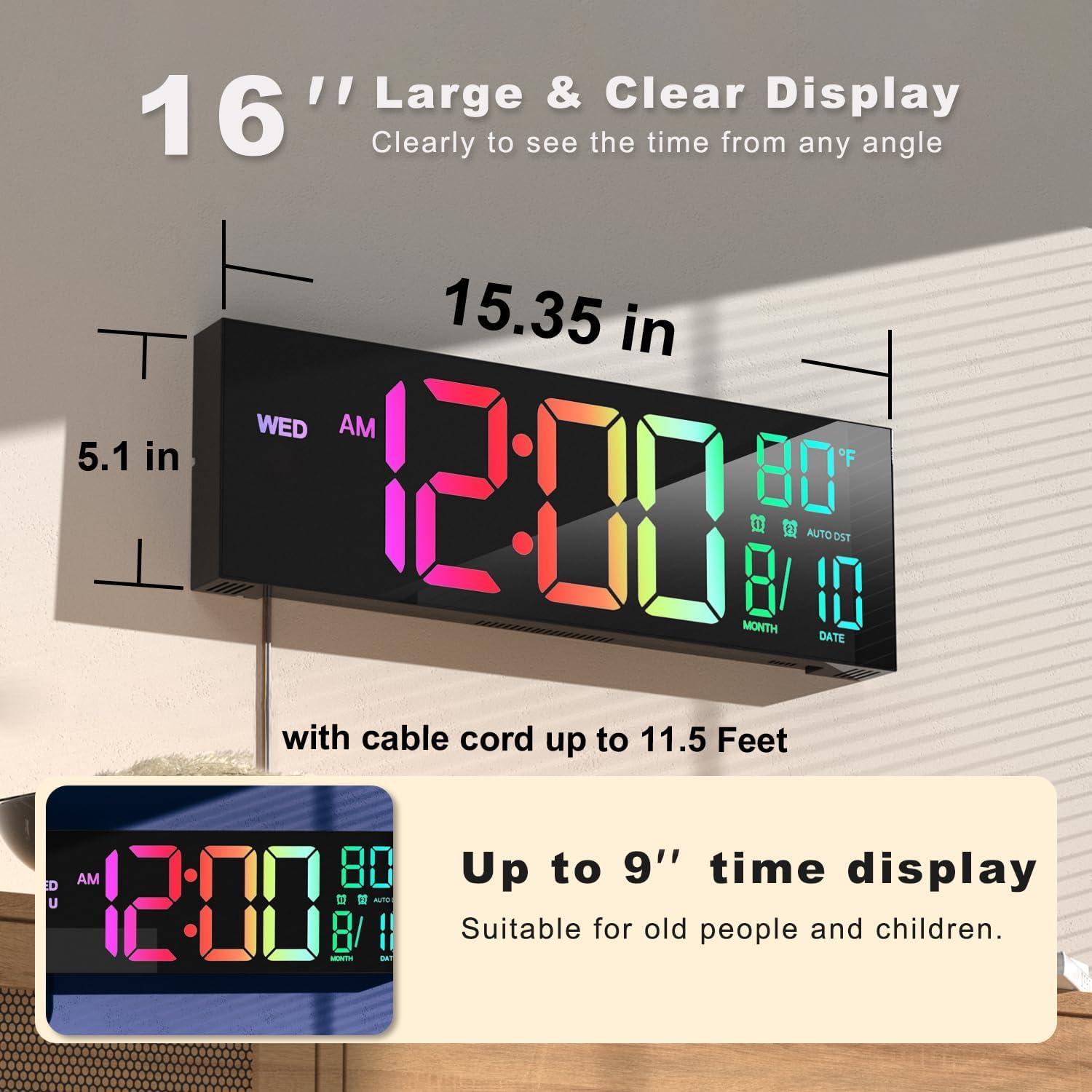 Reloj de Pared Digital JALL 40,6 cm con Control Remoto