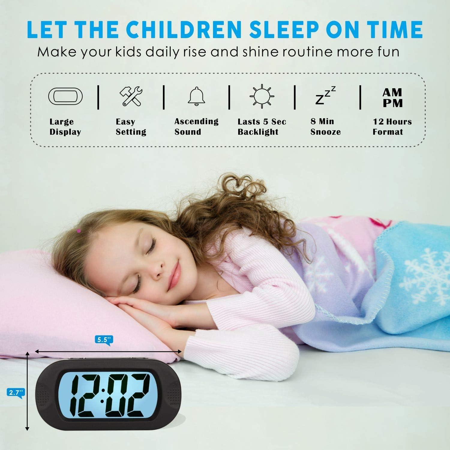 Reloj Despertador Digital Plumeet para Niños Negro