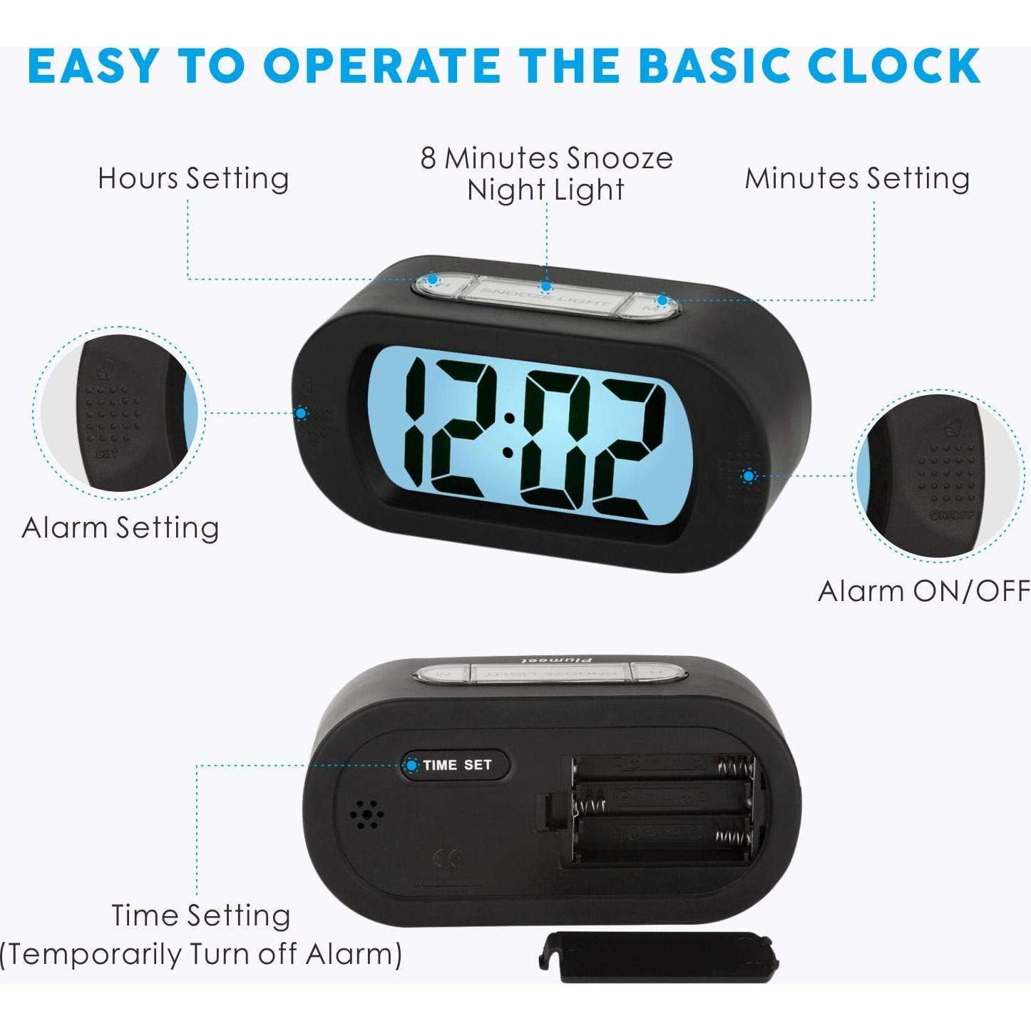 Reloj Despertador Digital Plumeet para Niños Negro