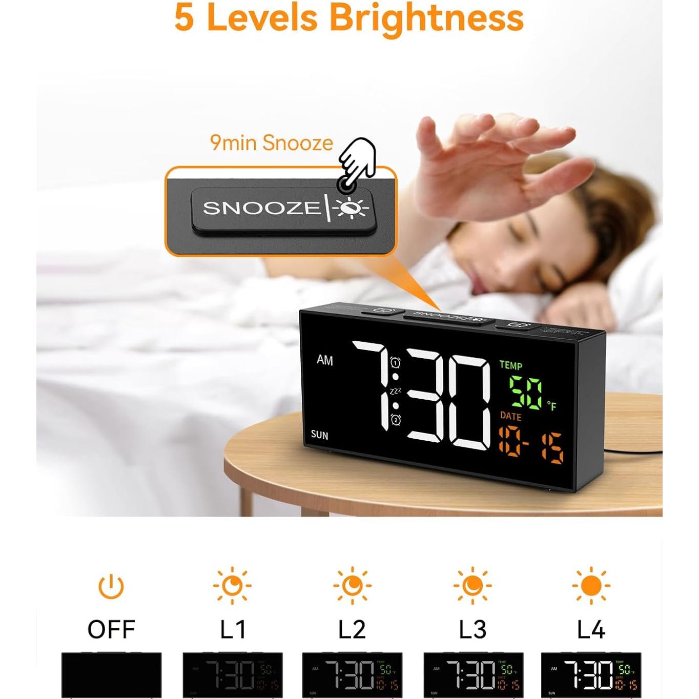 Reloj Despertador Digital Netzu con Temperatura y Alarmas