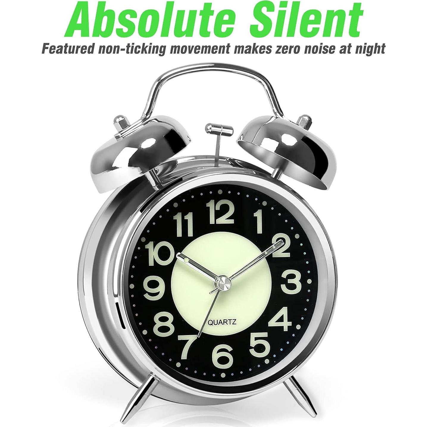 Reloj Despertador AYRELY Campana Doble Plateado 10 cm