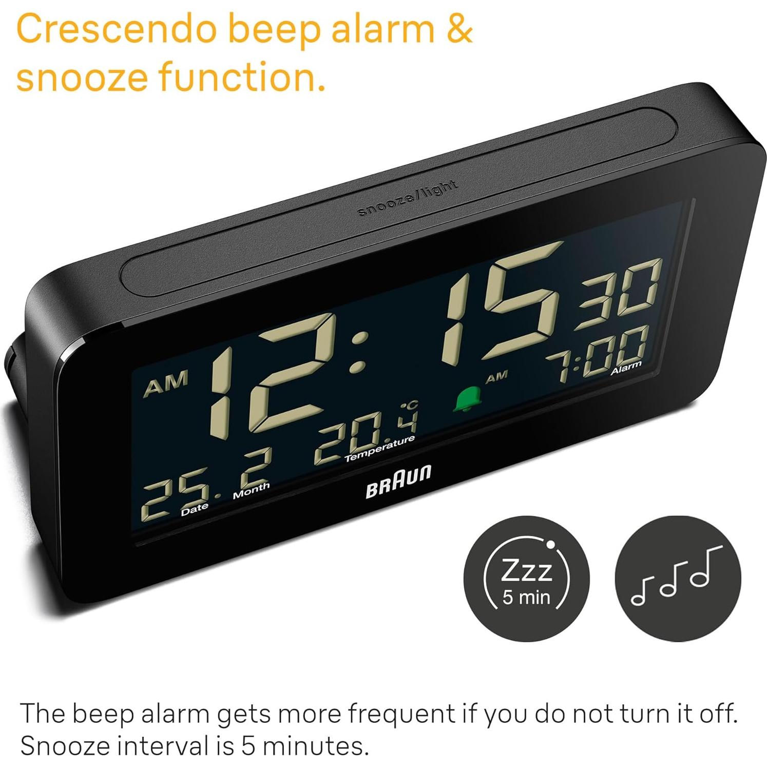 Reloj Despertador Digital Braun BC10B con Temperatura