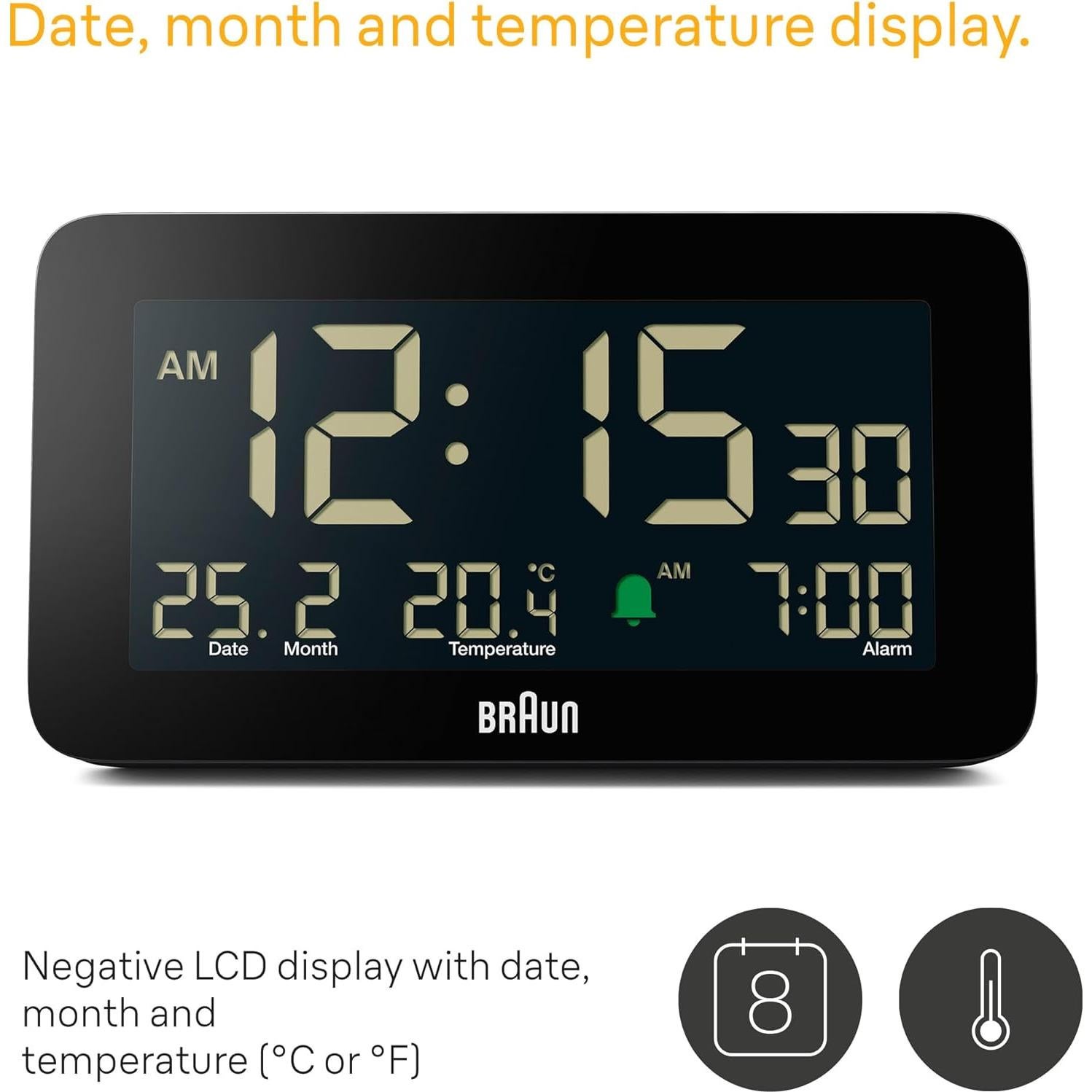 Reloj Despertador Digital Braun BC10B con Temperatura