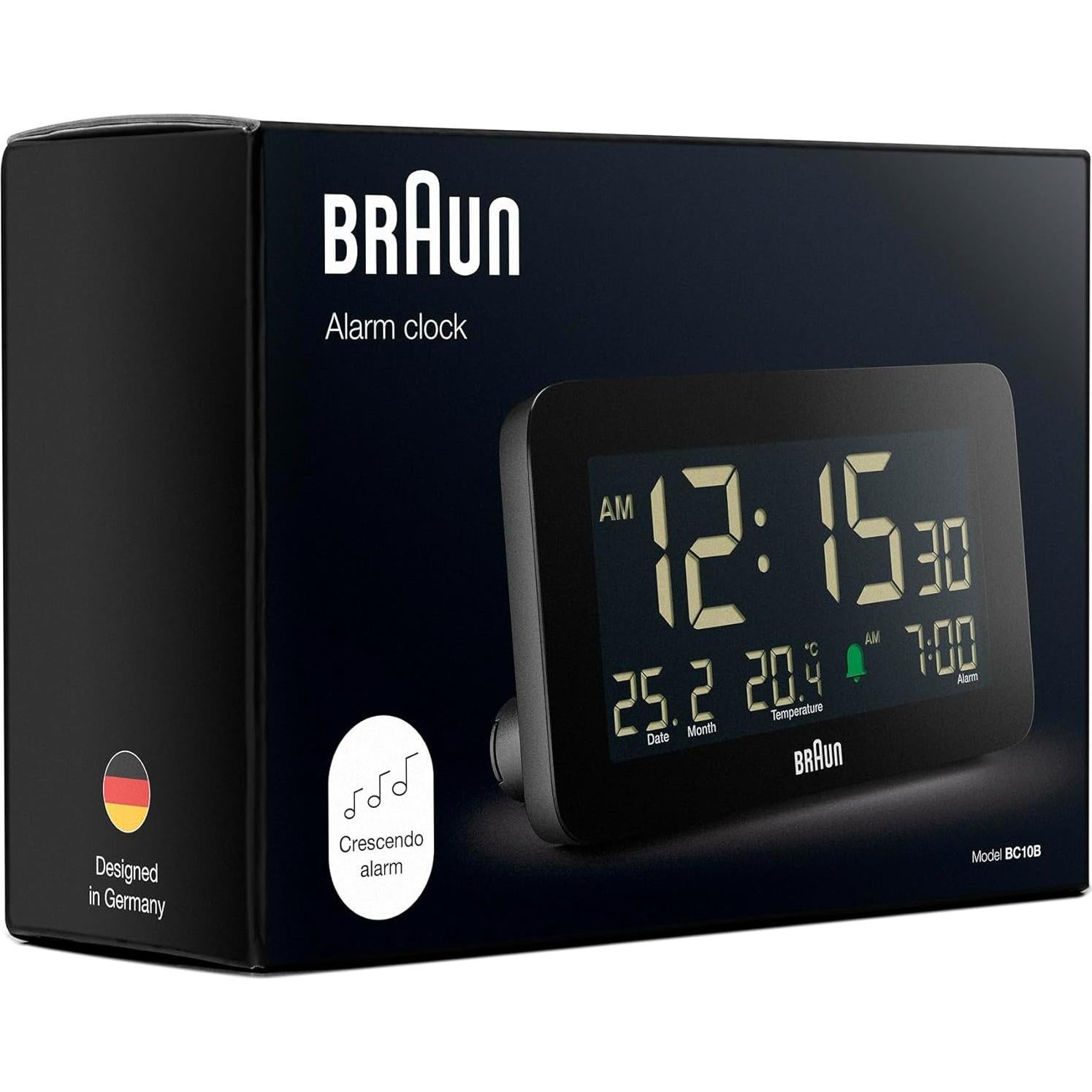 Reloj Despertador Digital Braun BC10B con Temperatura