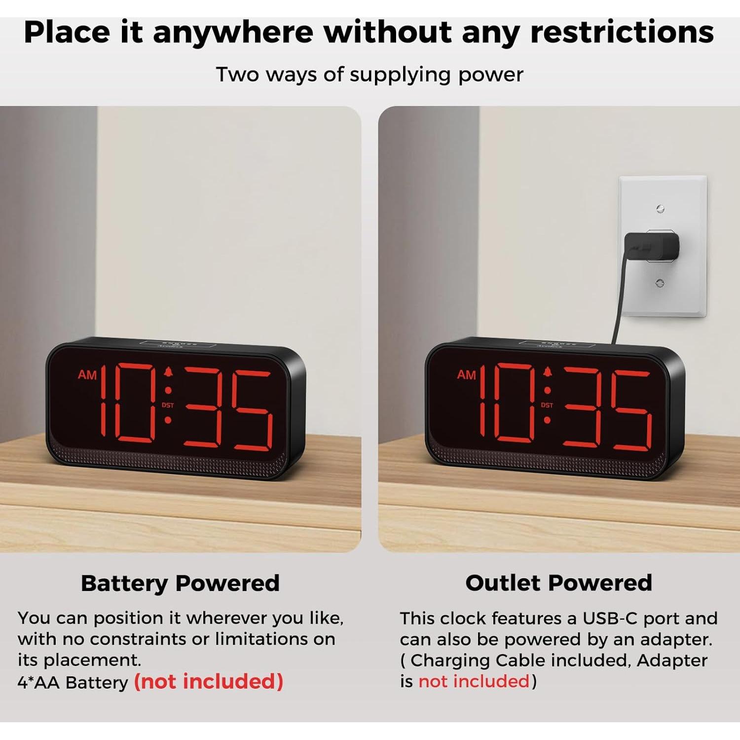 Reloj Despertador Digital Acedeck Rojo Compacto LED