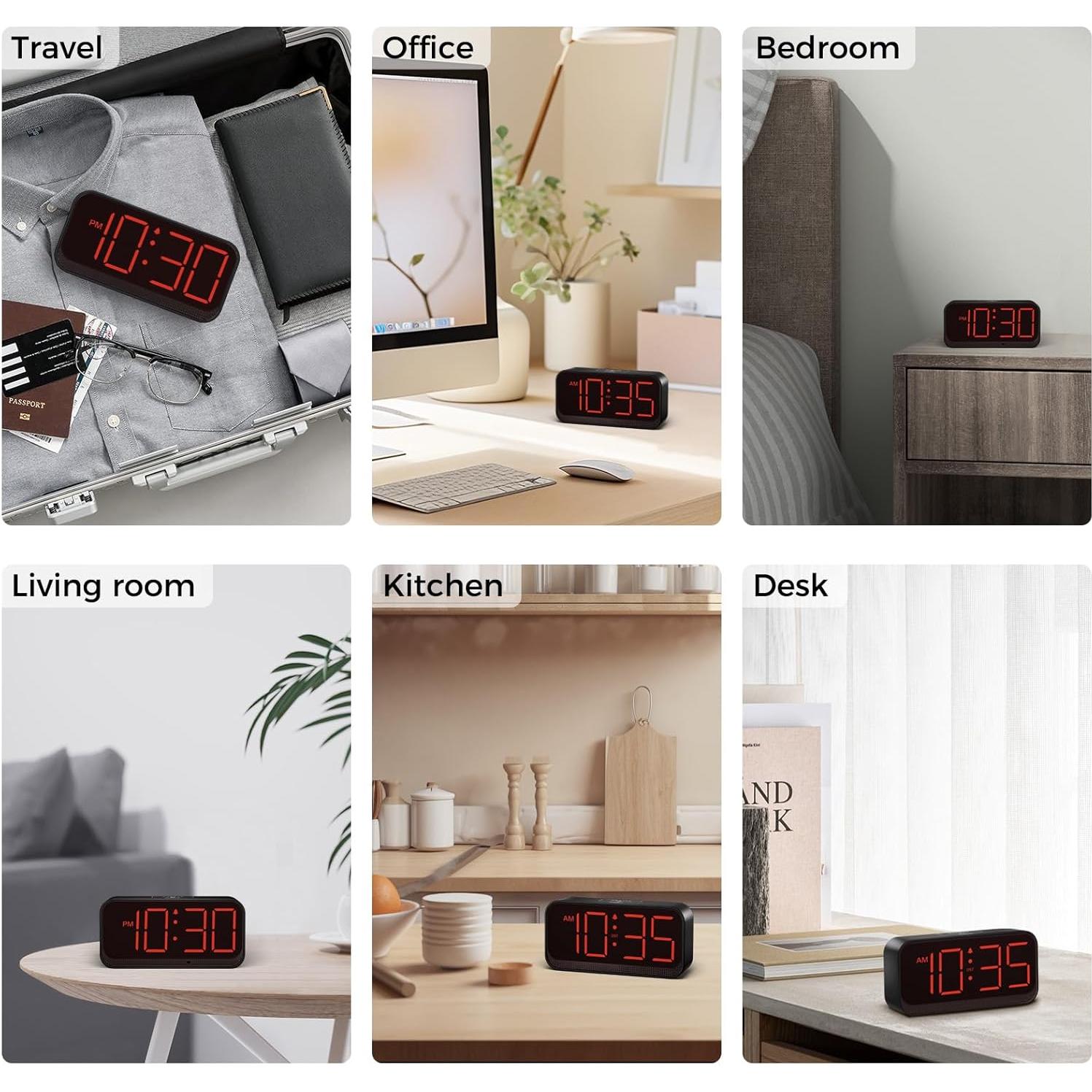 Reloj Despertador Digital Acedeck Rojo Compacto LED