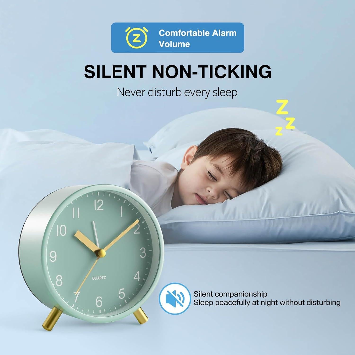 Reloj de Alarma Analógico YouJabz Verde Sin Tic Tac