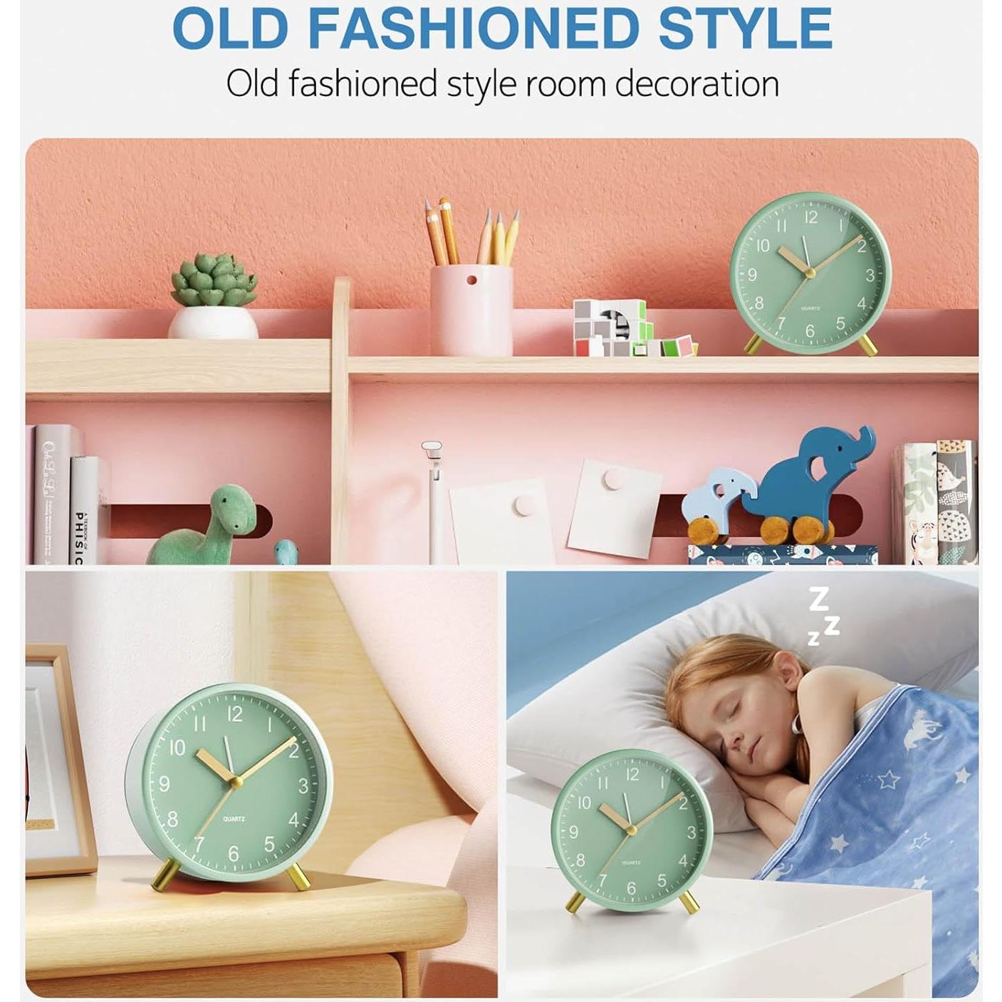 Reloj de Alarma Analógico YouJabz Verde Sin Tic Tac