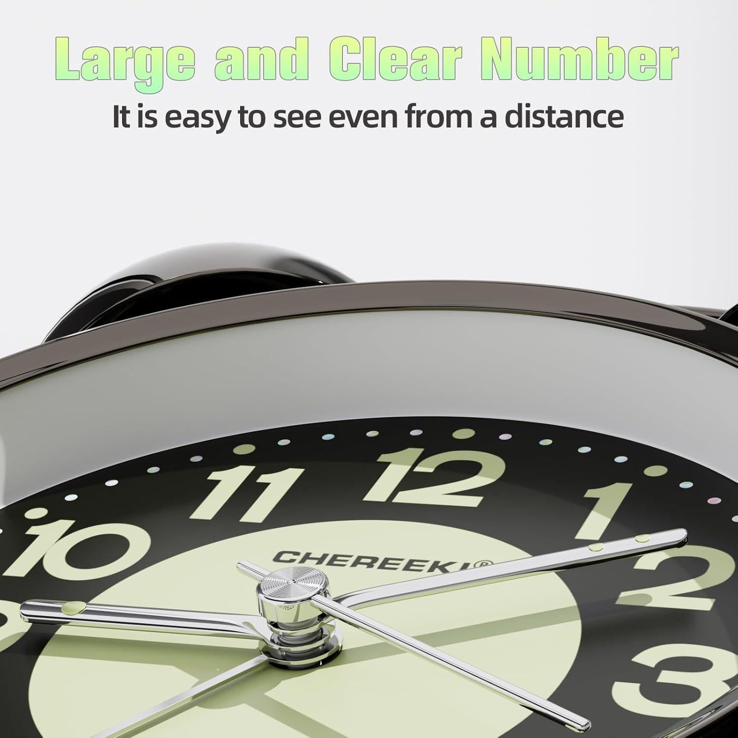 Reloj Despertador Ruidoso CHEREEKI Analógico Retro Negro