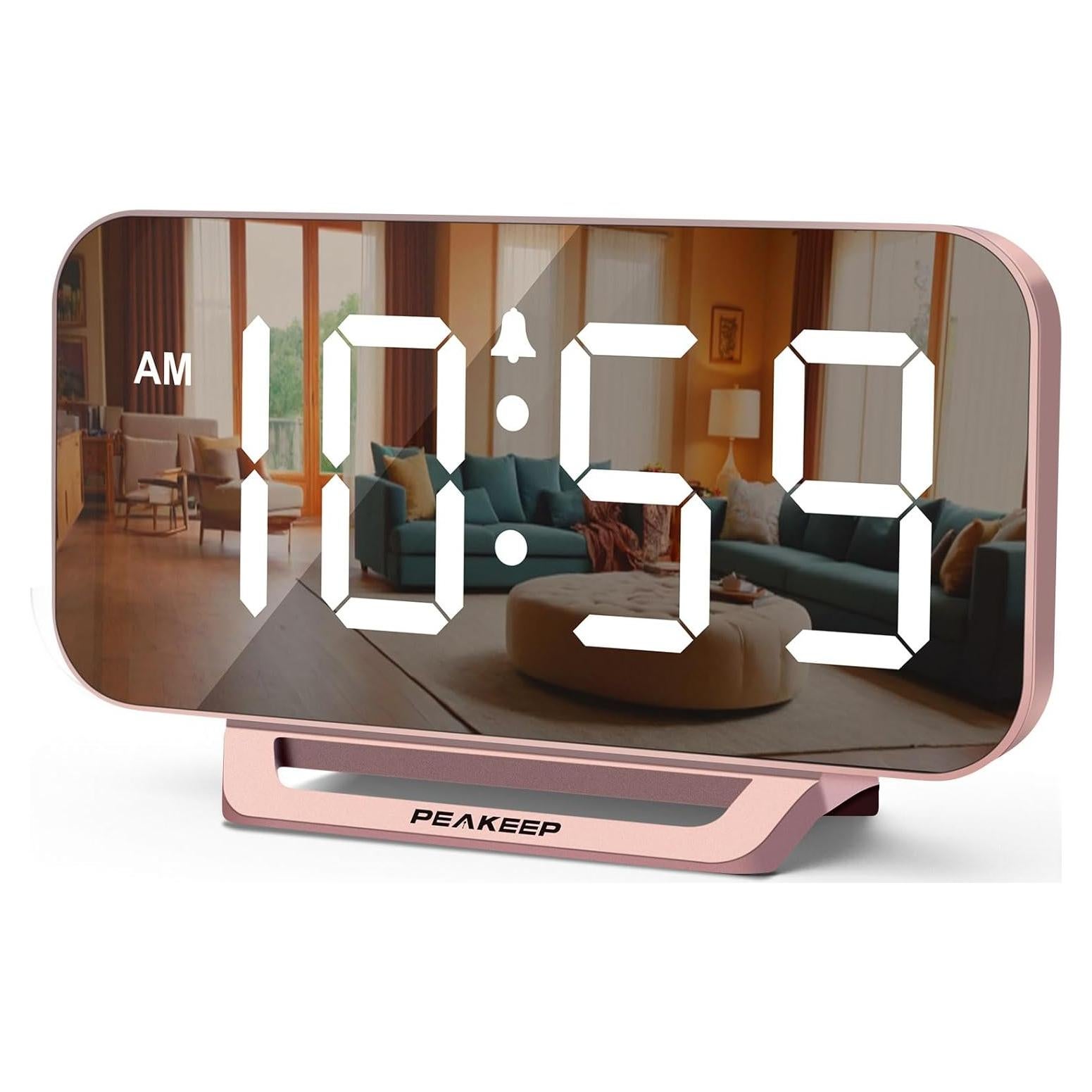 Reloj Digital Despertador Peakeep Oro Rosa LED 15x8.9cm