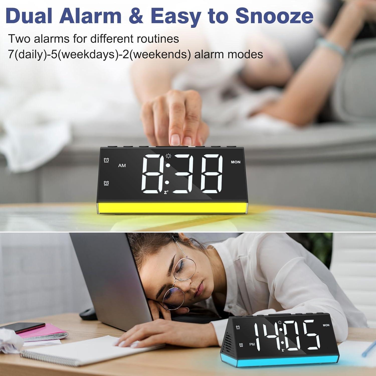 Reloj Despertador Digital APUZOM con Luz Nocturna y USB