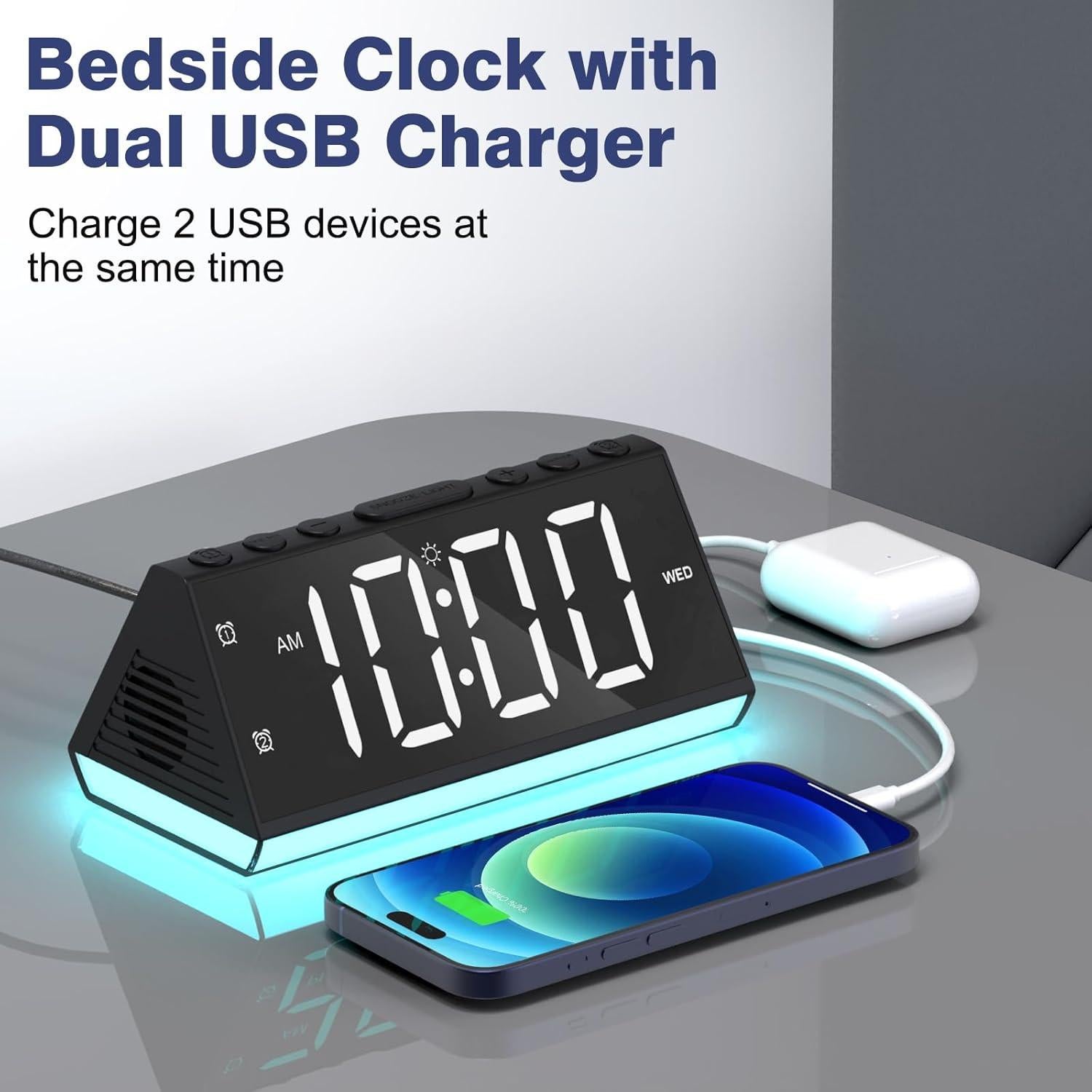 Reloj Despertador Digital APUZOM con Luz Nocturna y USB