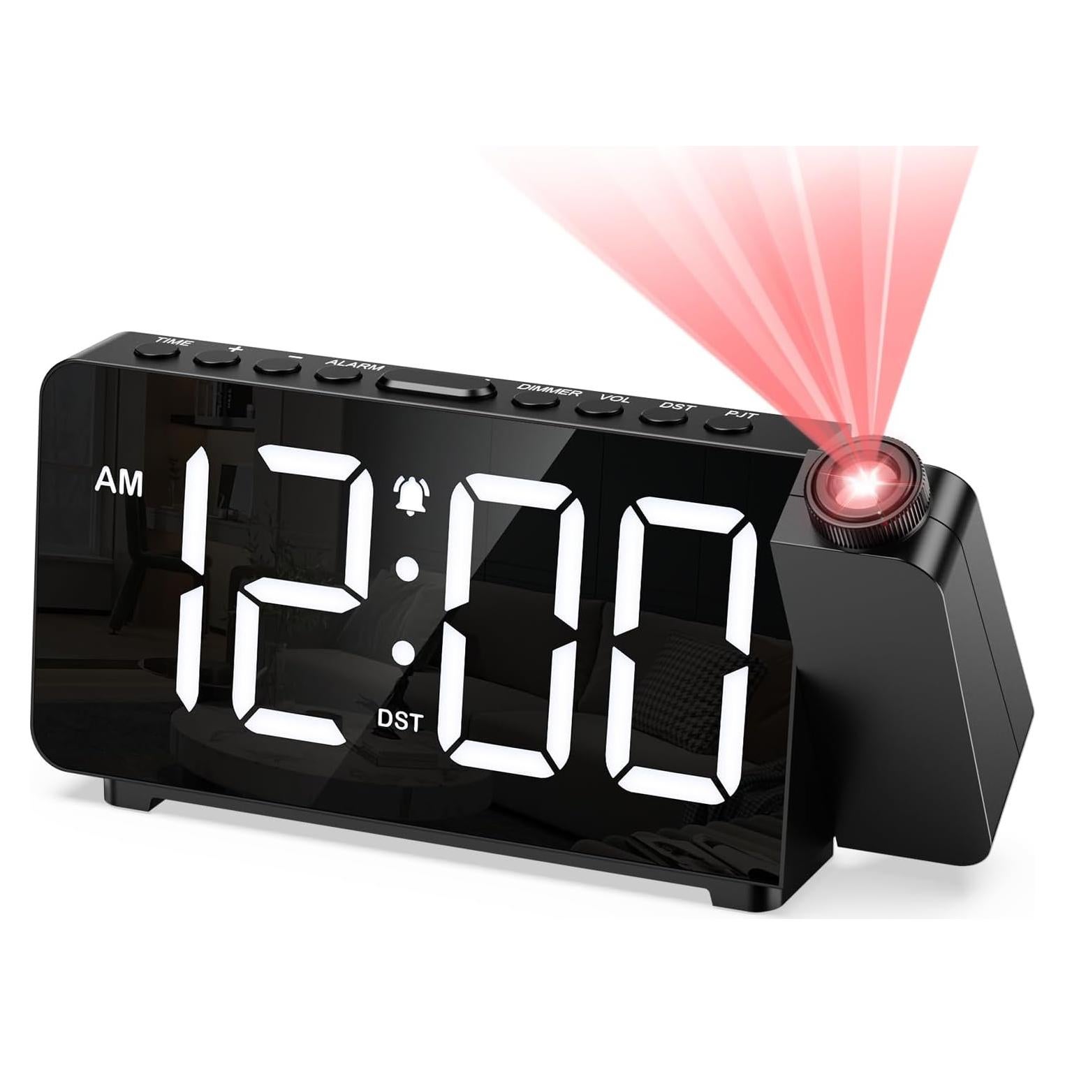Reloj Despertador Proyector AMIR Digital con Brillo Ajustable