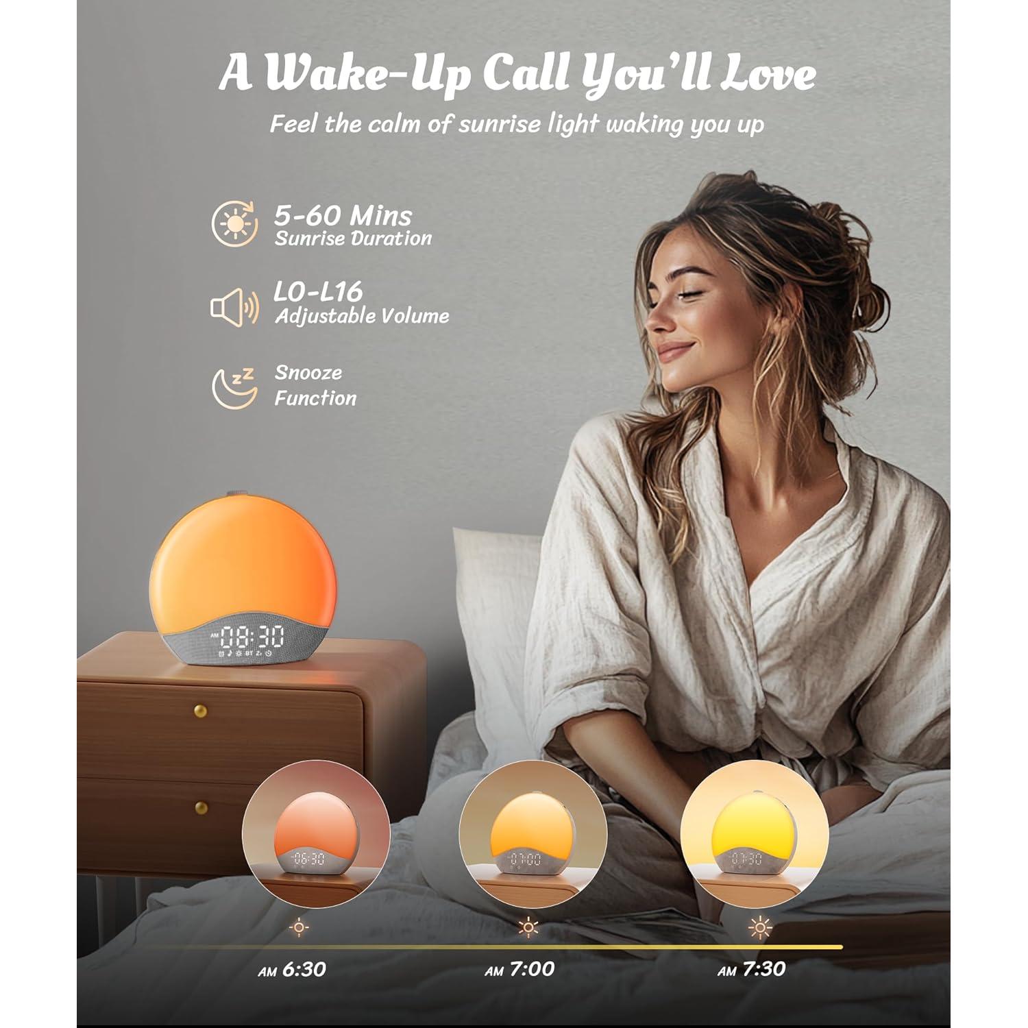 Despertador Ecozy con Luz del Amanecer y Sonidos Relajantes