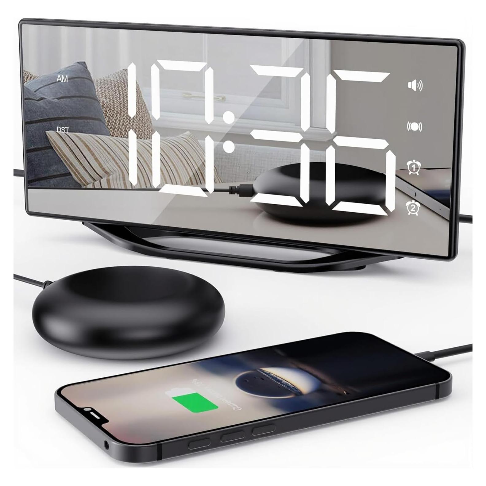 Reloj Despertador Dual OnLyee con Vibración y Cargador USB