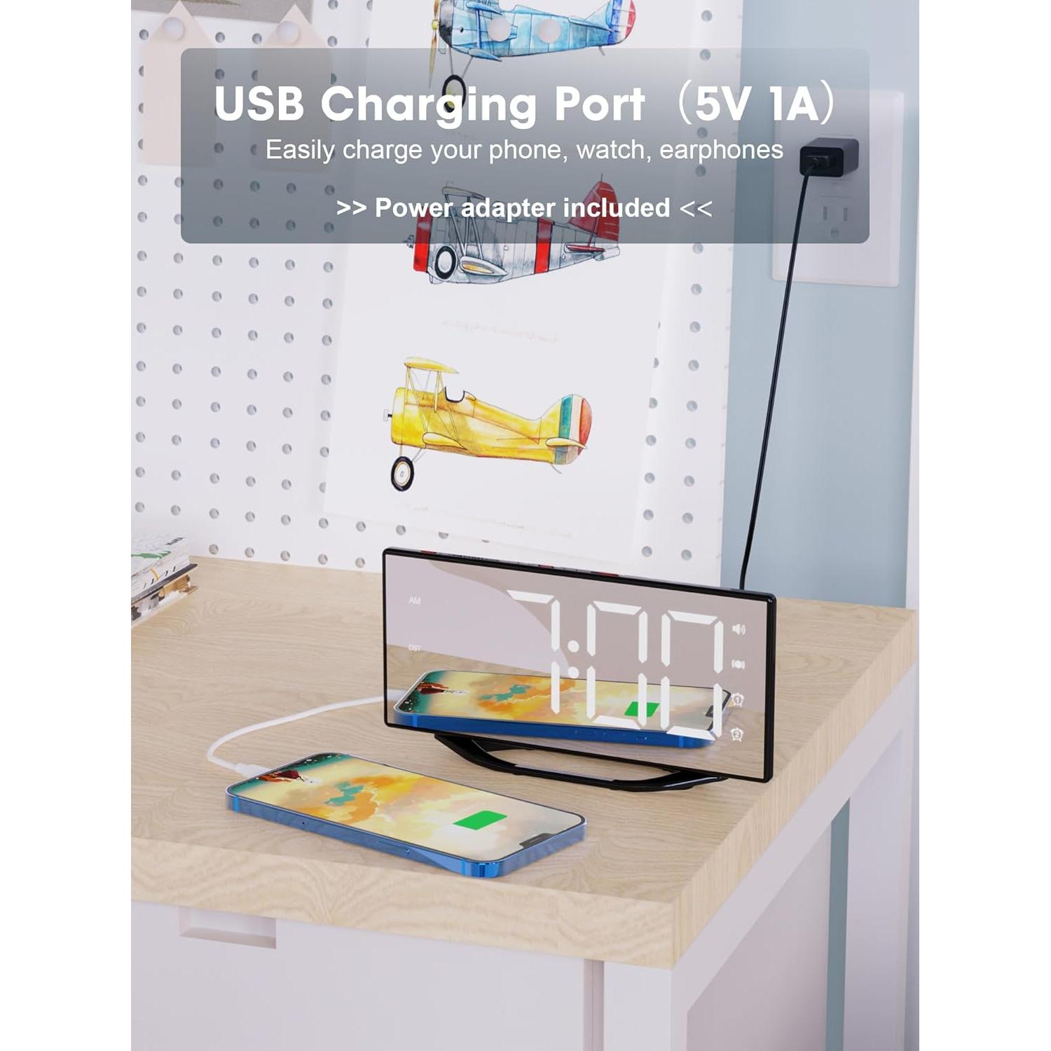 Reloj Despertador Dual OnLyee con Vibración y Cargador USB