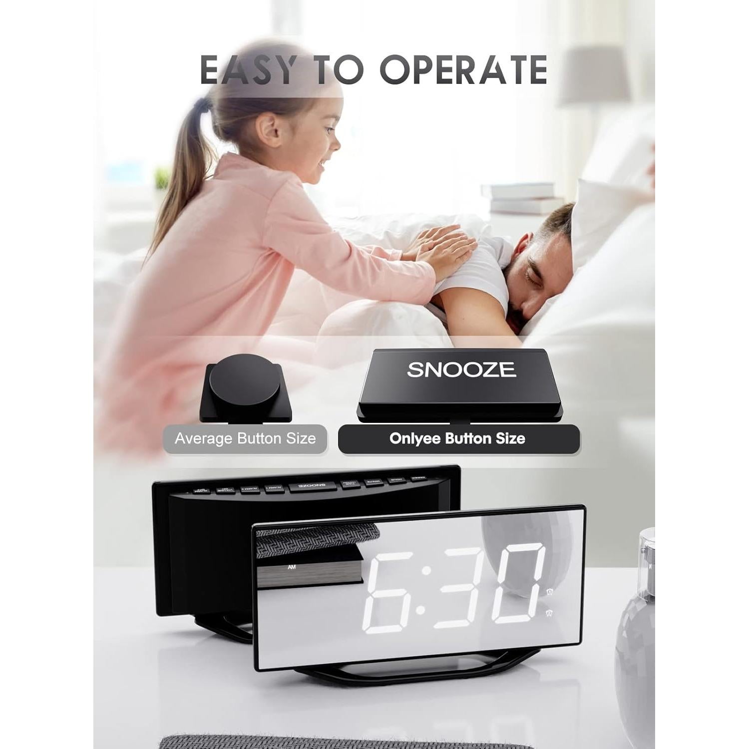 Reloj Despertador Dual OnLyee con Vibración y Cargador USB