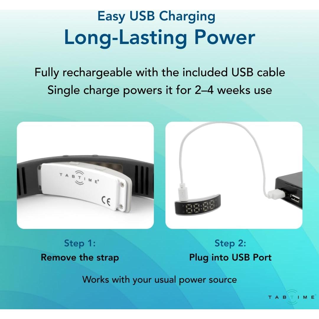 Reloj Vibrante Recordatorio Tabtime Negro Pequeño 10 Alarmas