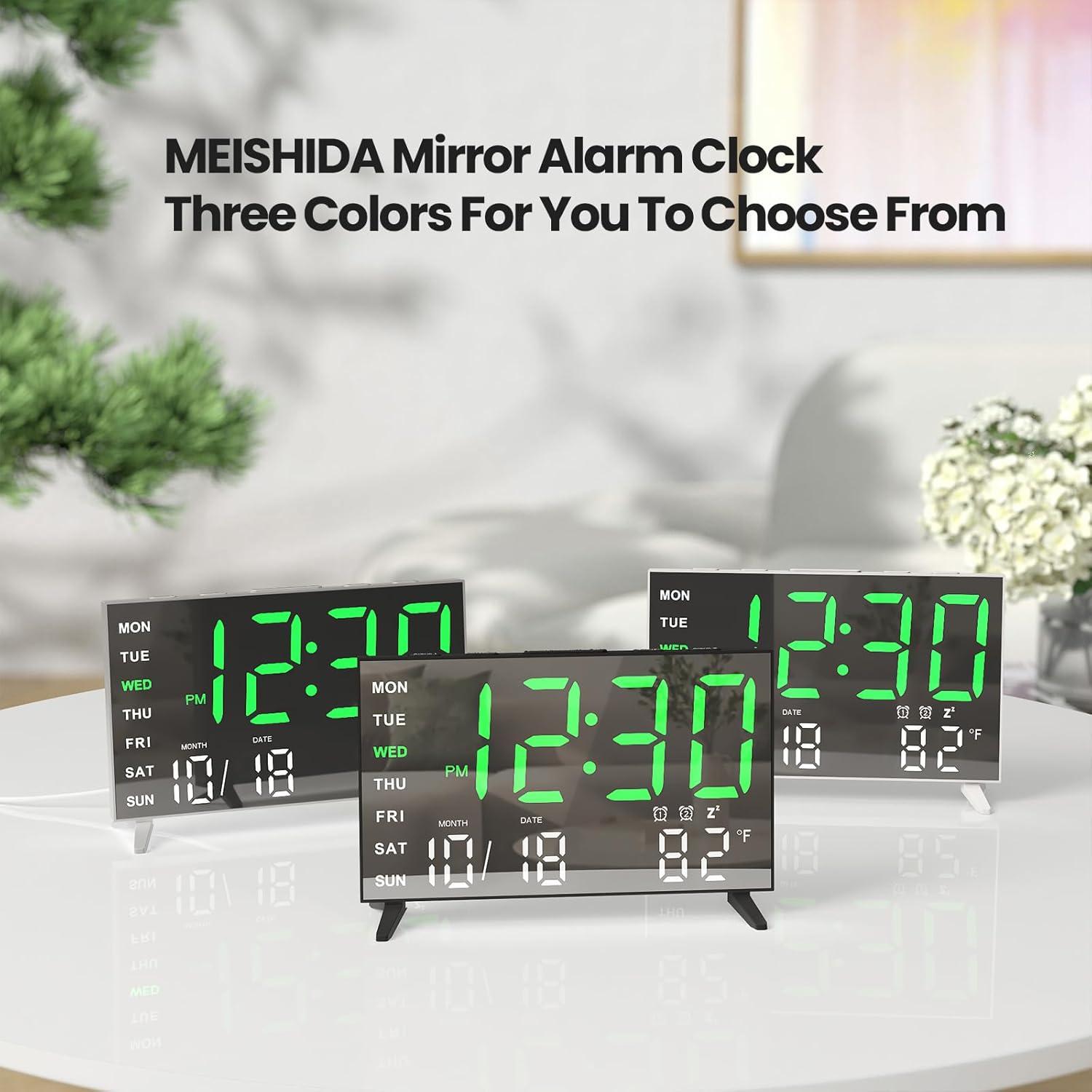 Reloj Despertador Digital MEISHIDA LED Negro con USB