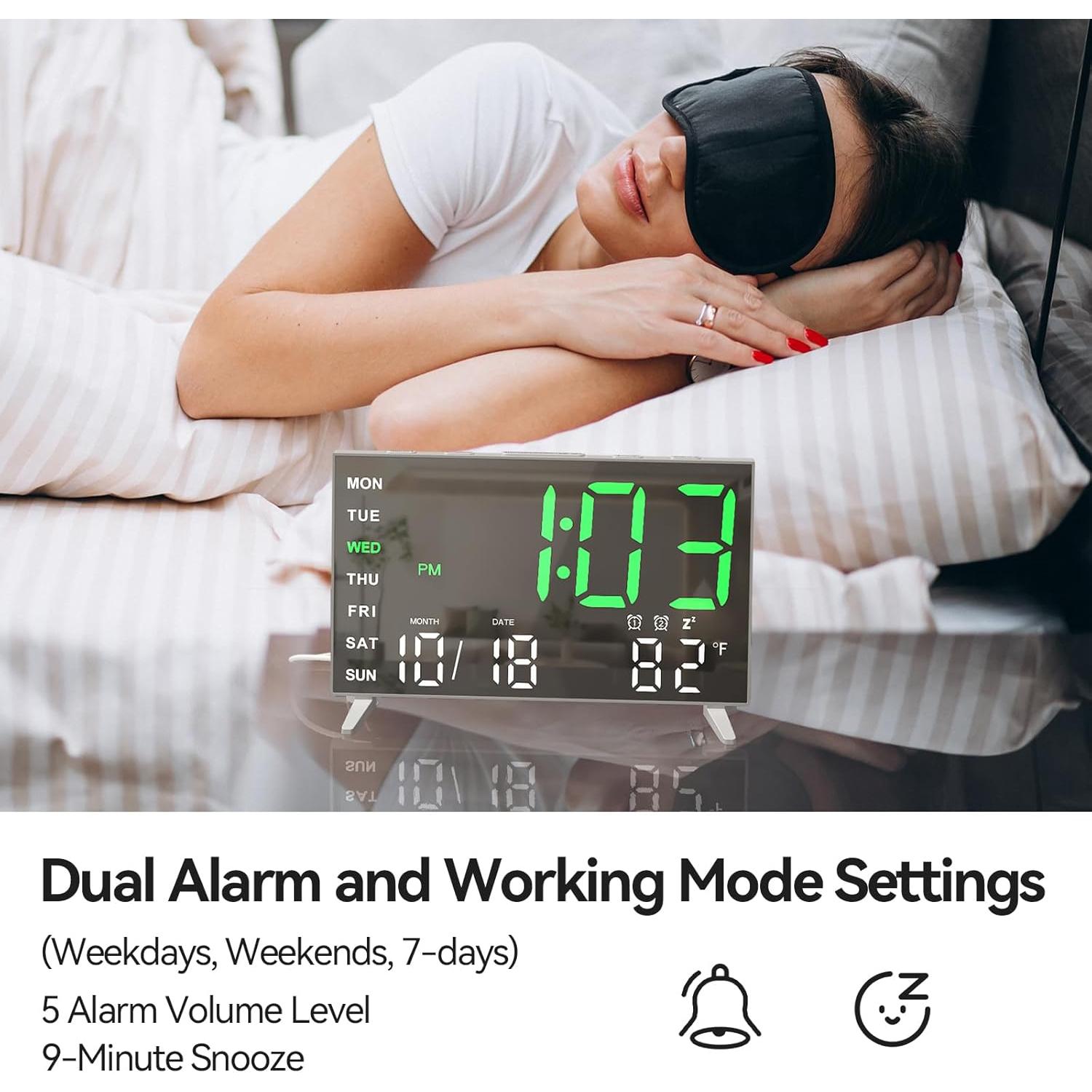 Reloj Despertador Digital MEISHIDA LED Negro con USB